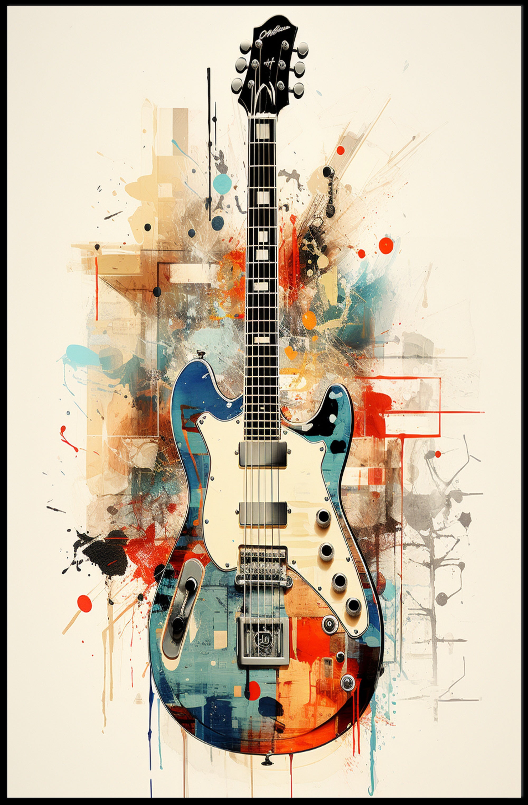 Vibrant Guitar Art Poster