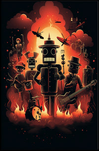 Jazz Robots Neon Futurism Collectible Poster