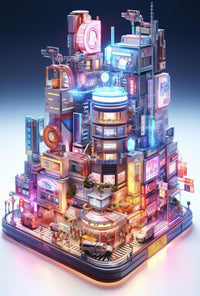 Cyberpunk Metropolis Neon Magic Futuristic Sci-Fi Poster