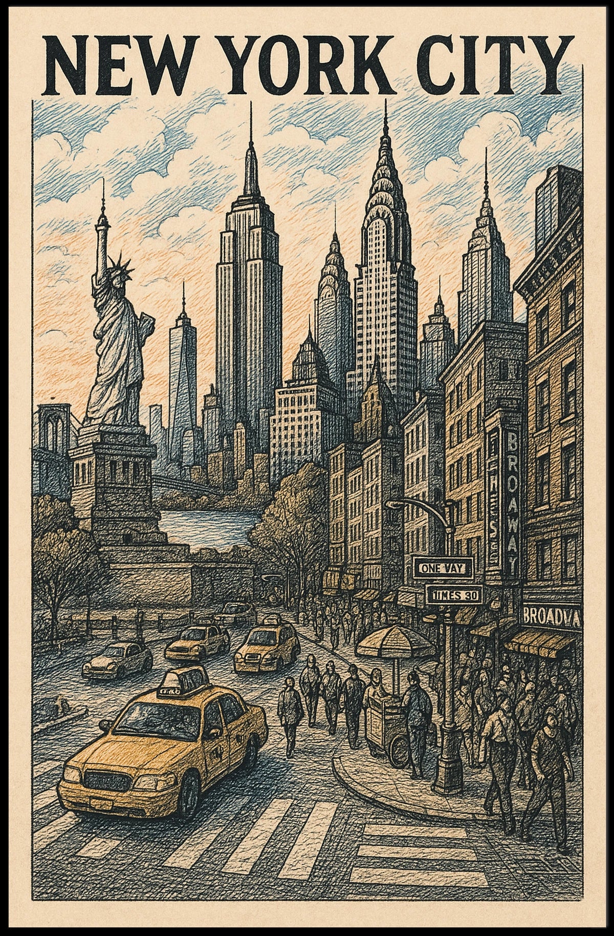 New York City Poster Timeless Urban Landscape Home Decor