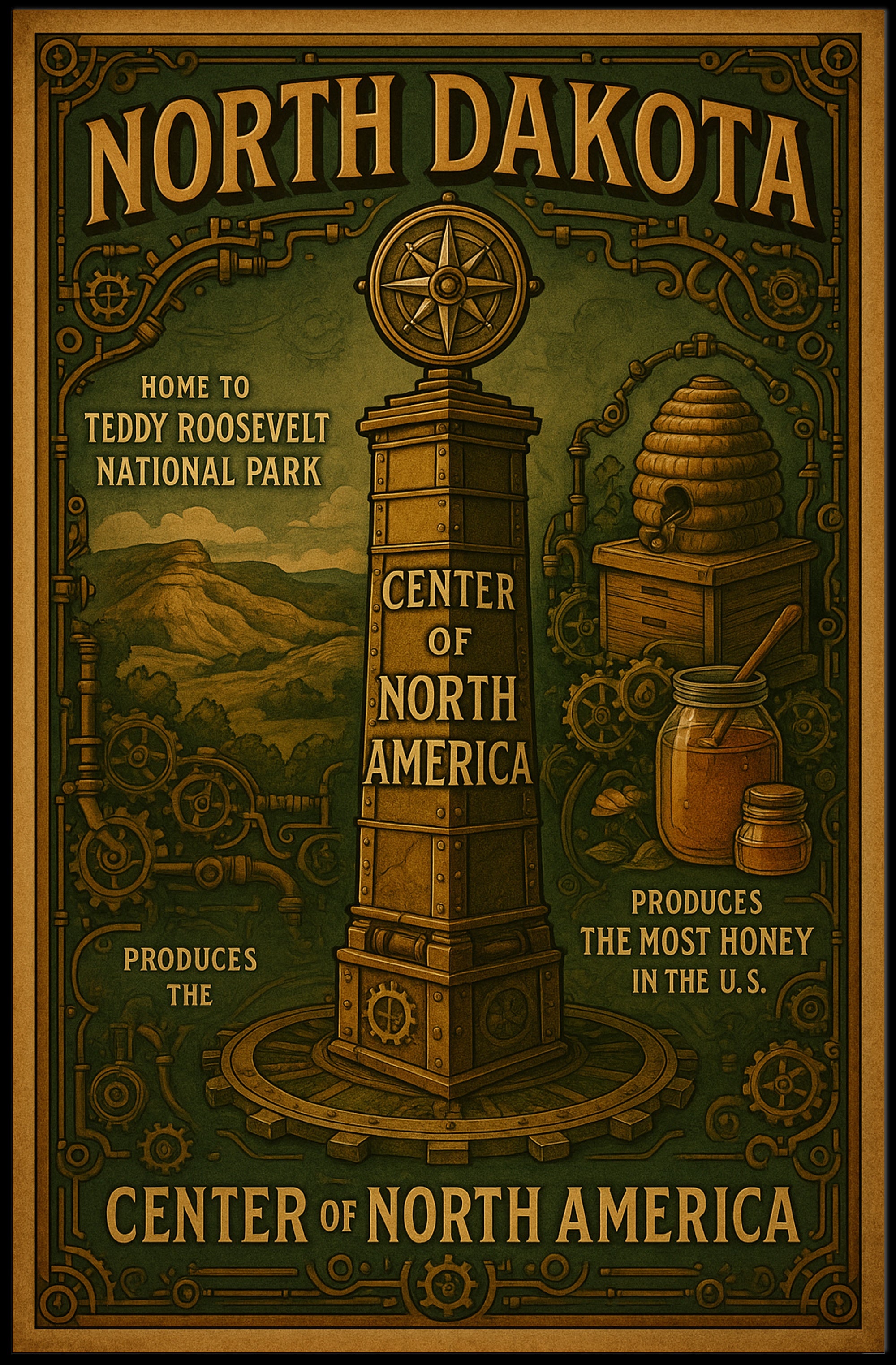 North Dakota Center of North America Poster
