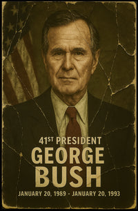 George H. W. Bush 41st President of the United States Damaged Photograph Poster