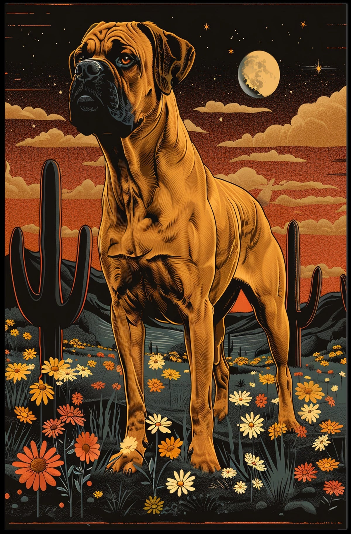 Majestic Canine In Desert Night Poster