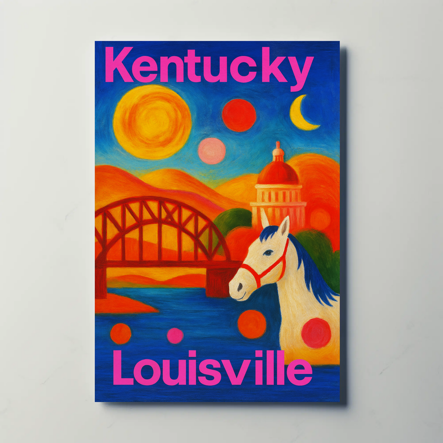 Louisville Kentucky Skyline Retro Vintage Travel Poster