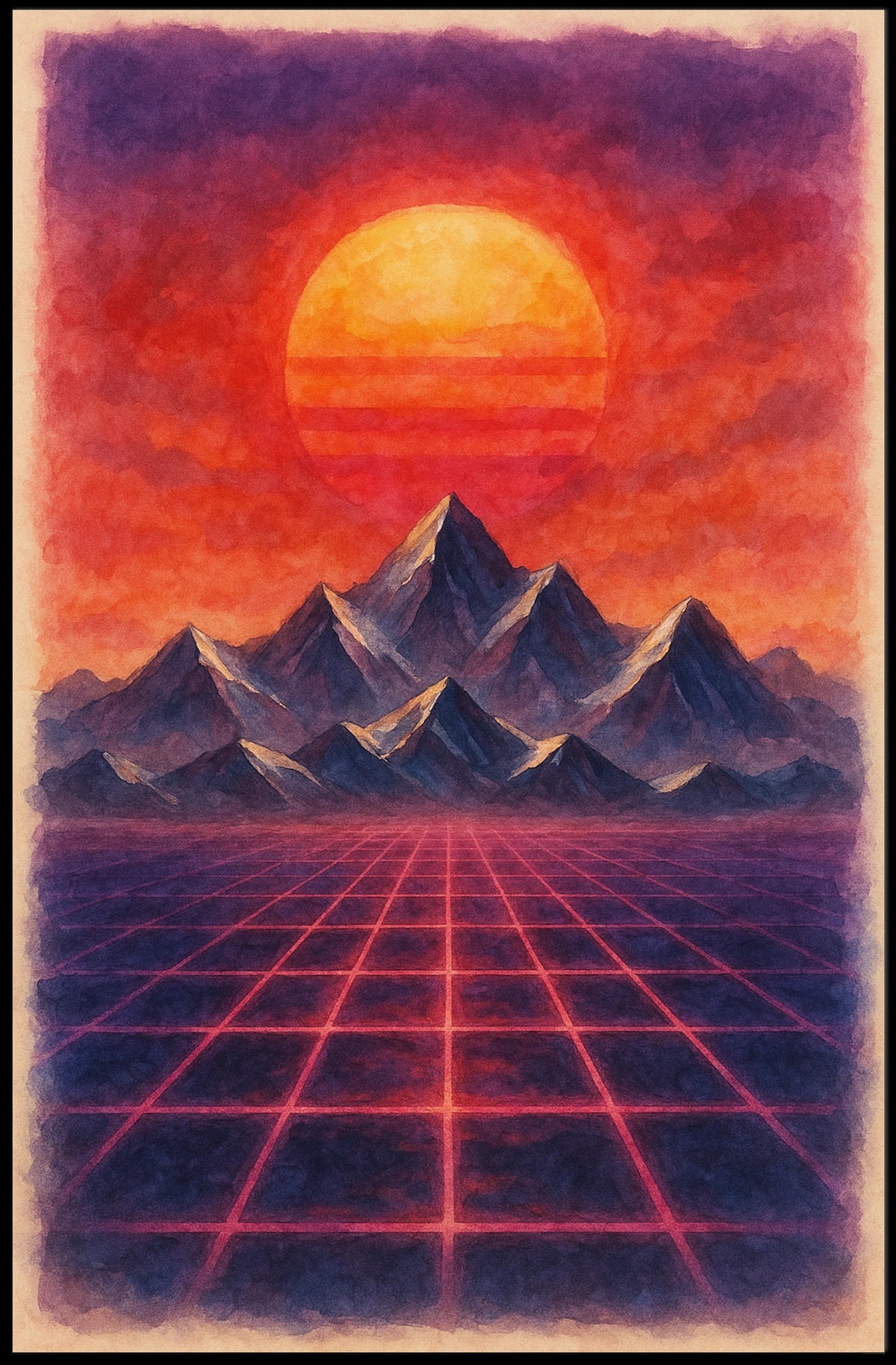 Surreal Retro-Futuristic Synthwave Art Futuristic Sci-Fi Poster