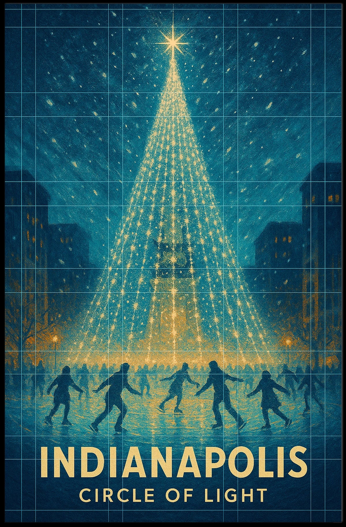 Indianapolis Circle Of Light City Skyline Photography Poster