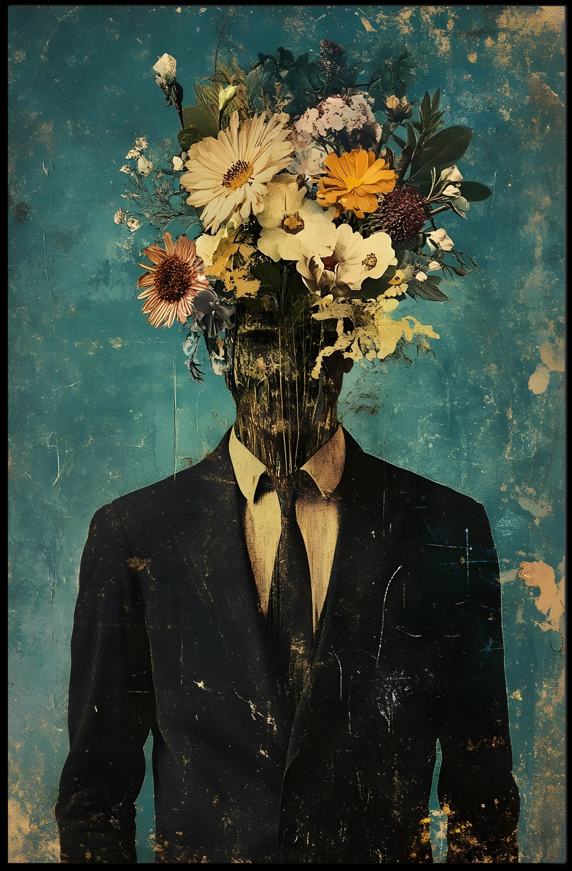 Floral Identity Surreal Poster Floral Head Wall Art