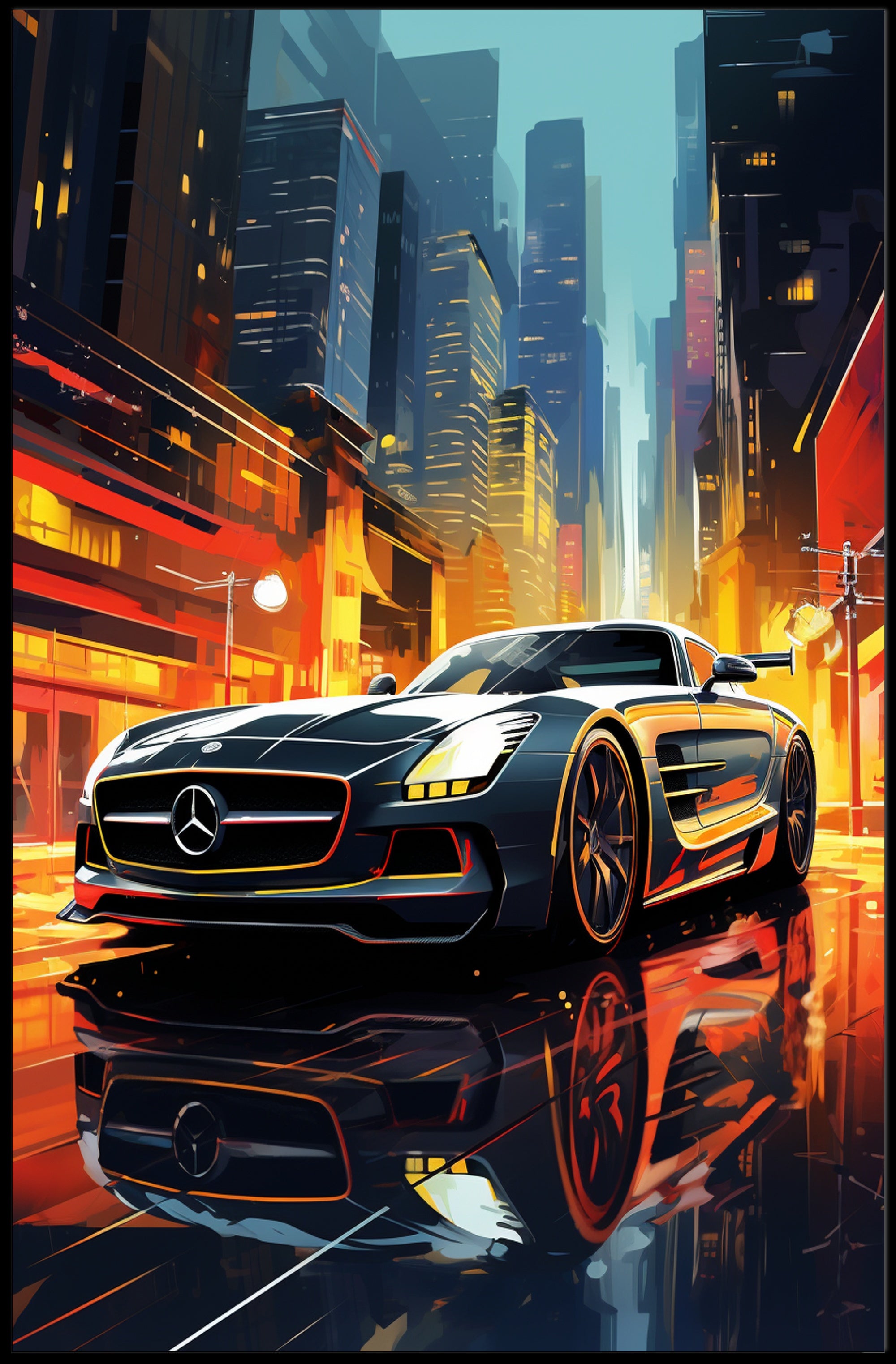 Sleek Ride in the City Poster PosterGoat