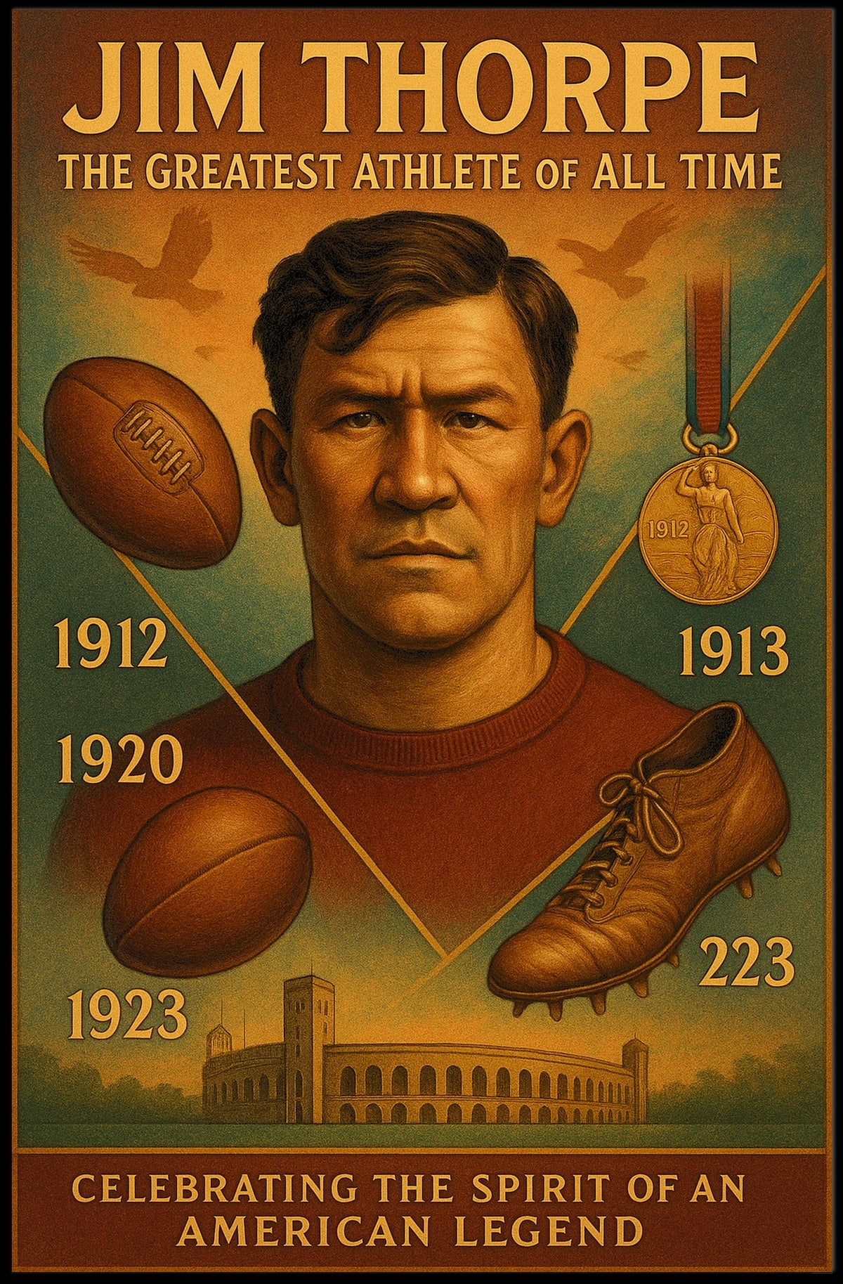 Celebrating Jim Thorpe The Greatest Athlete Jim Thorpe Poster