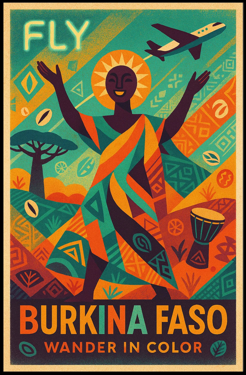 Wander In Color Burkina Faso Travel Poster PosterGoat