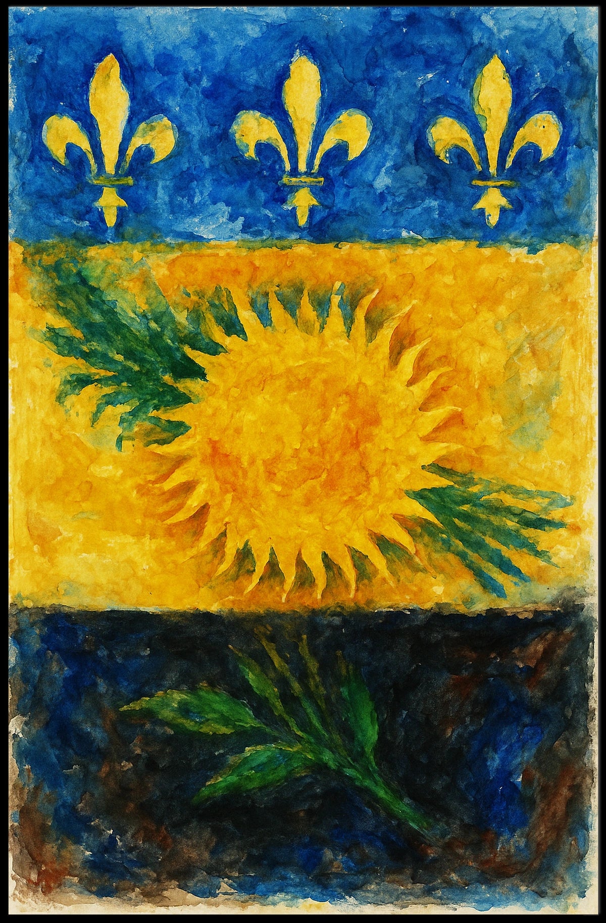 Sunflower and Fleur-de-Lis Poster