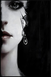 Striking Surreal Portrait Black & White Artistic Poster PosterGoat