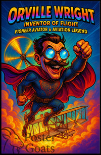 Orville Wright Comic Superhero Aviation Poster