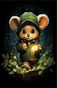 Forest Explorer Moonlit Woods Surrealism Painting Poster