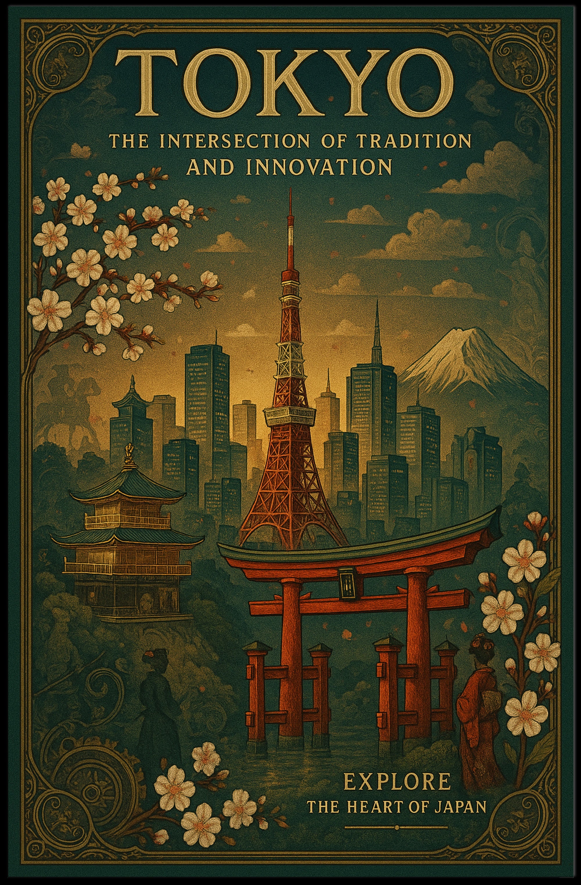 Tokyo Vintage Travel Poster Wall Art Print