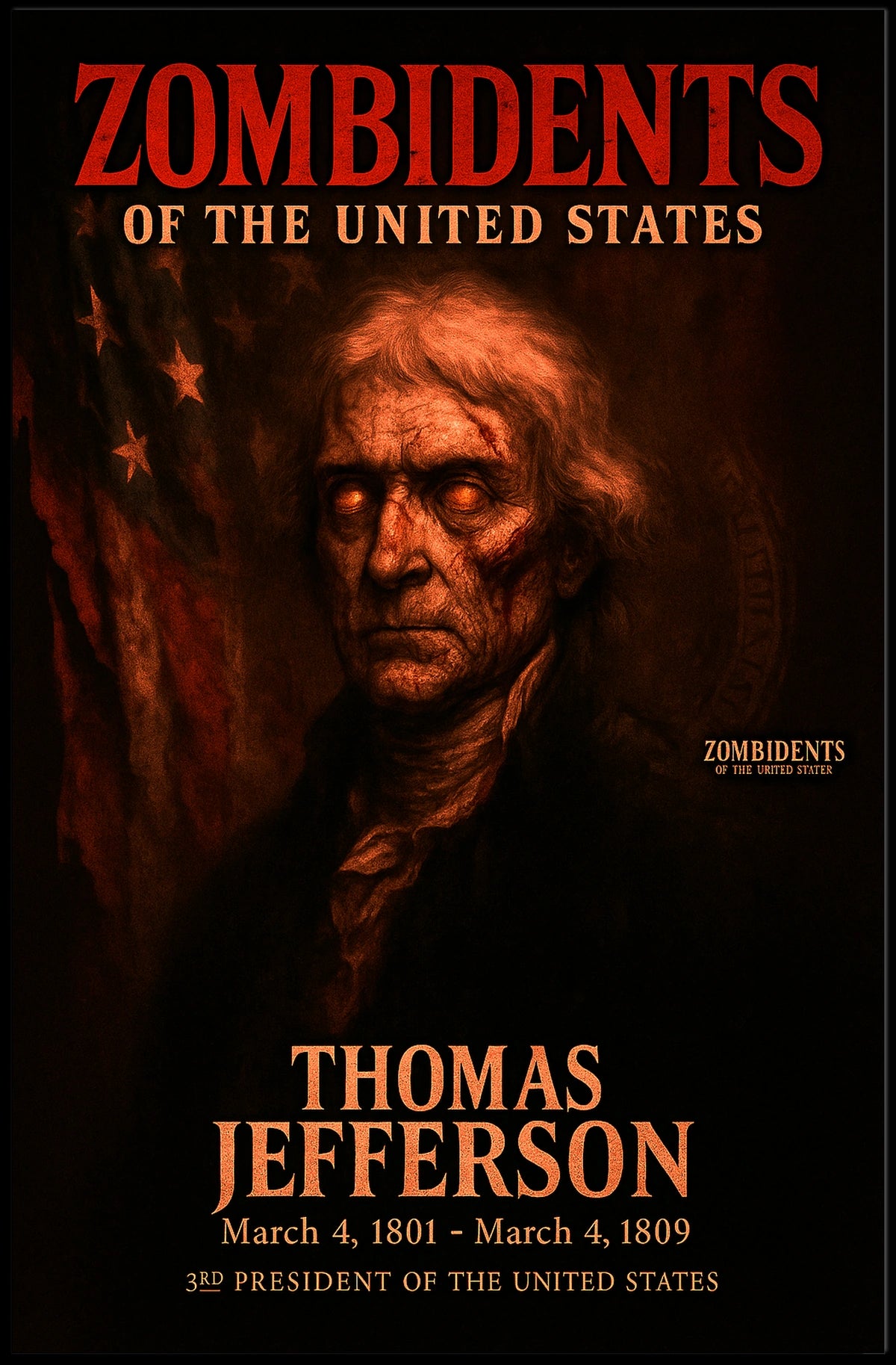Thomas Jefferson 3rd President of the United States Zombidents Poster Series