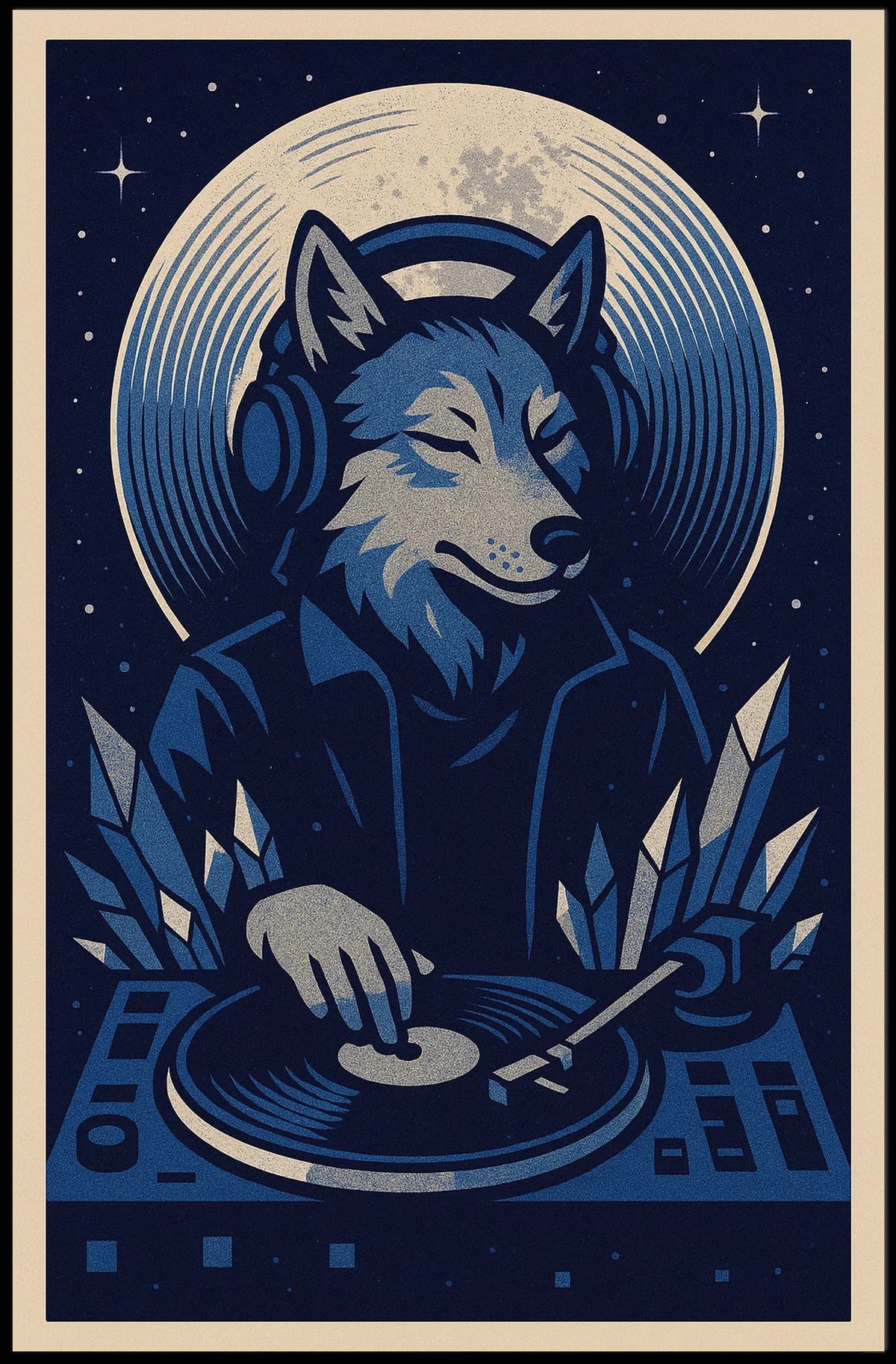 Cosmic Dj Wolf Poster