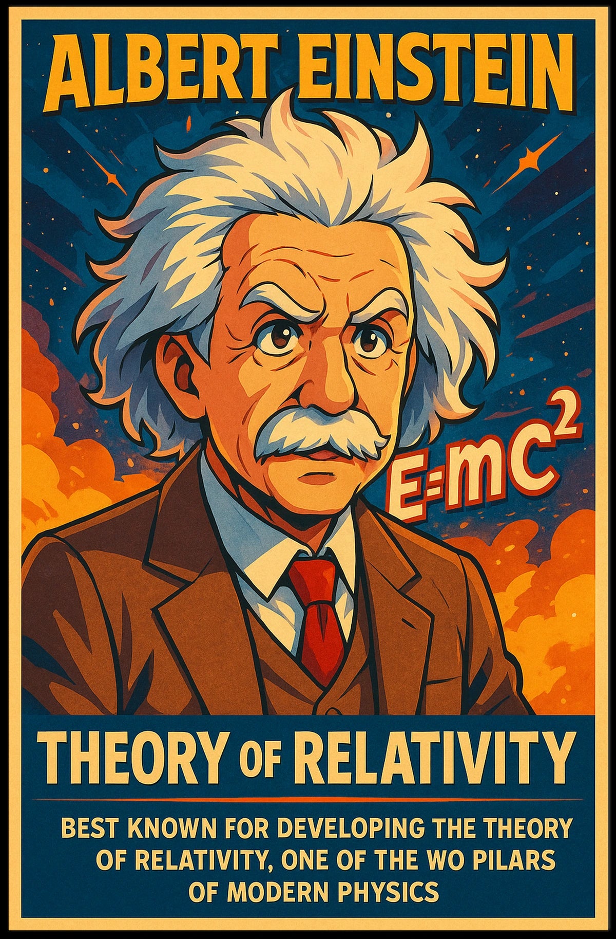 Albert Einstein Relativity Theory Cosmic Genius Inspiring Scientific Wall Art Decor Poster