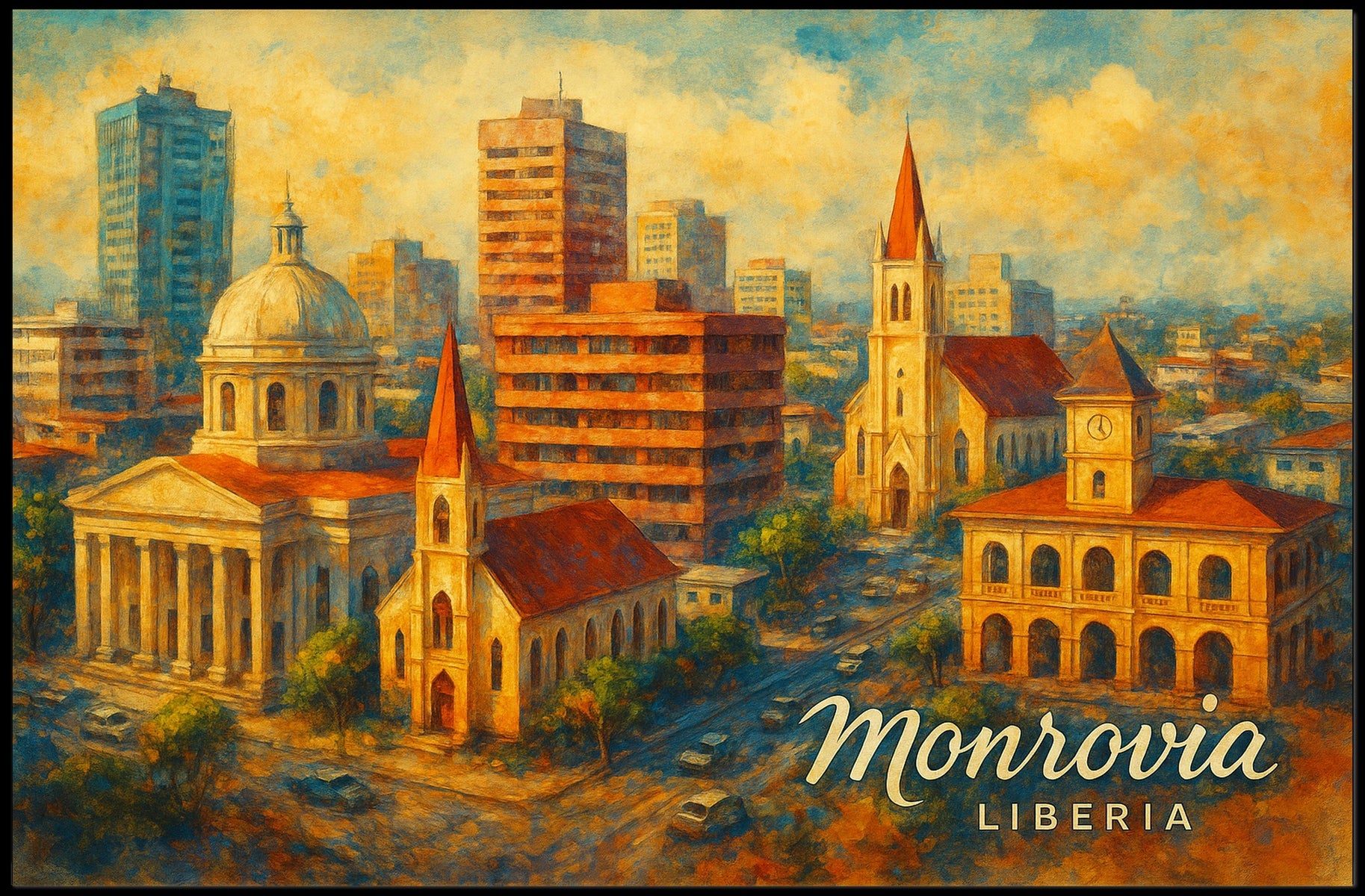 Monrovia Cityscape Photography Realism Wanderlust Poster