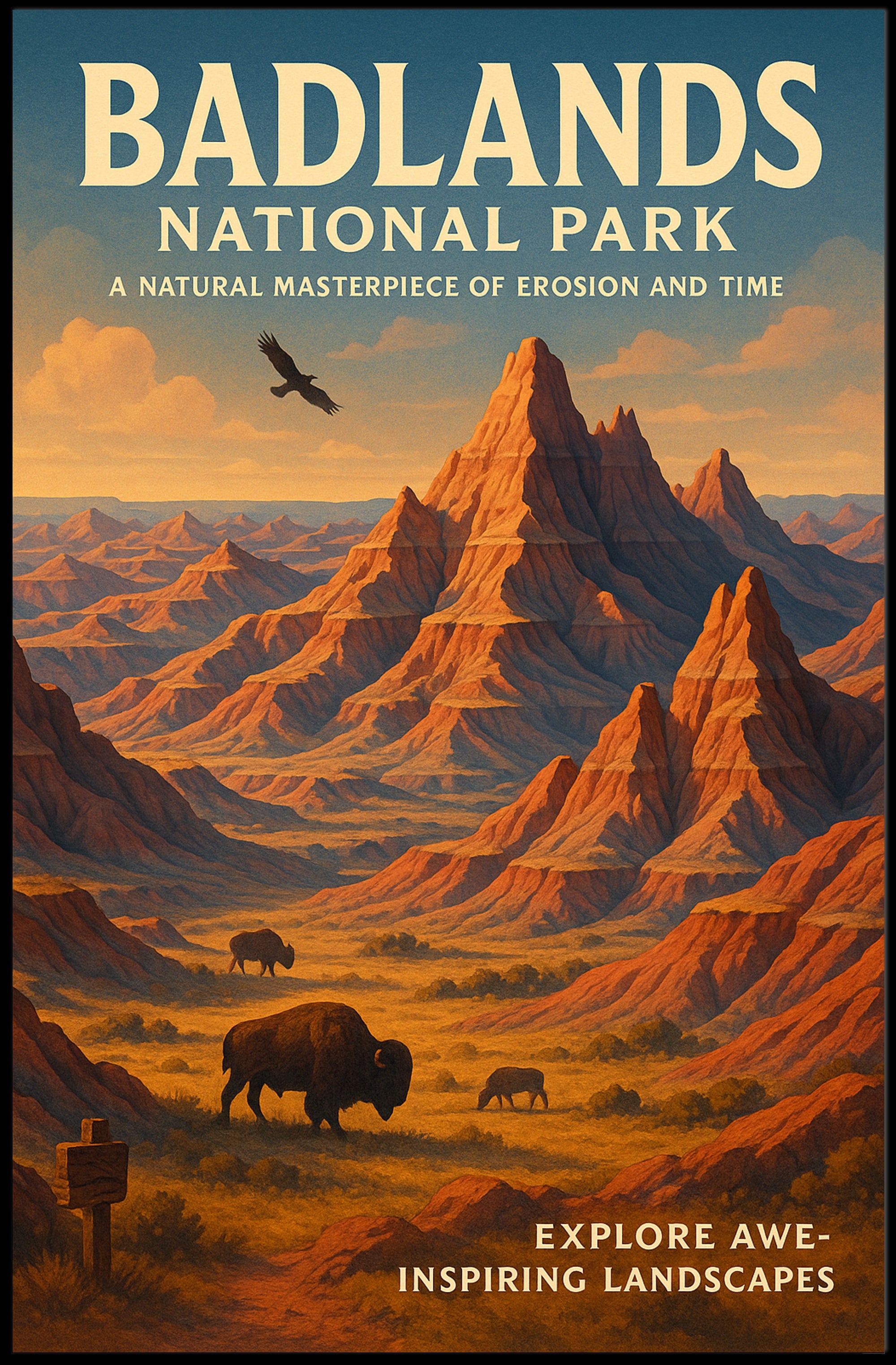 Badlands National Park Scenic Poster Wall Art Print