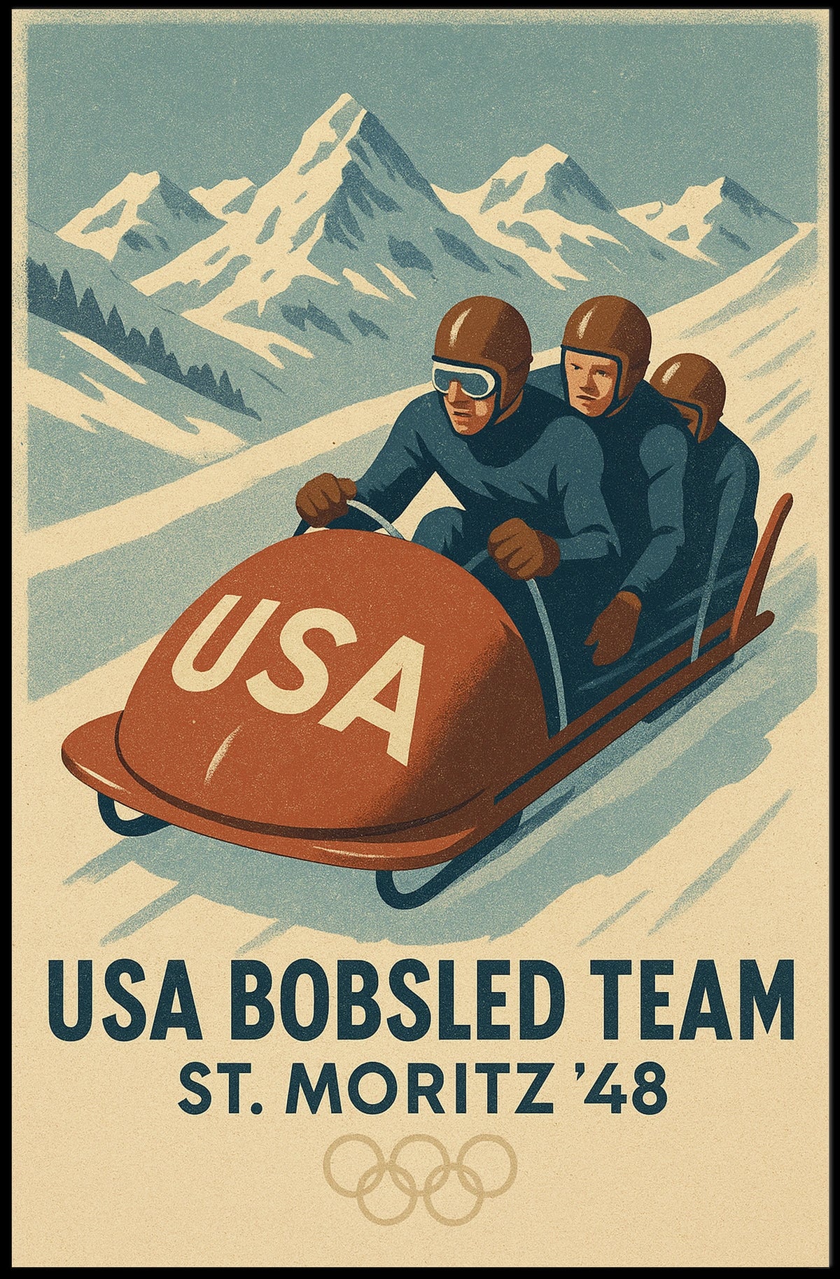 USA Bobsled Team St. Moritz 48 Poster
