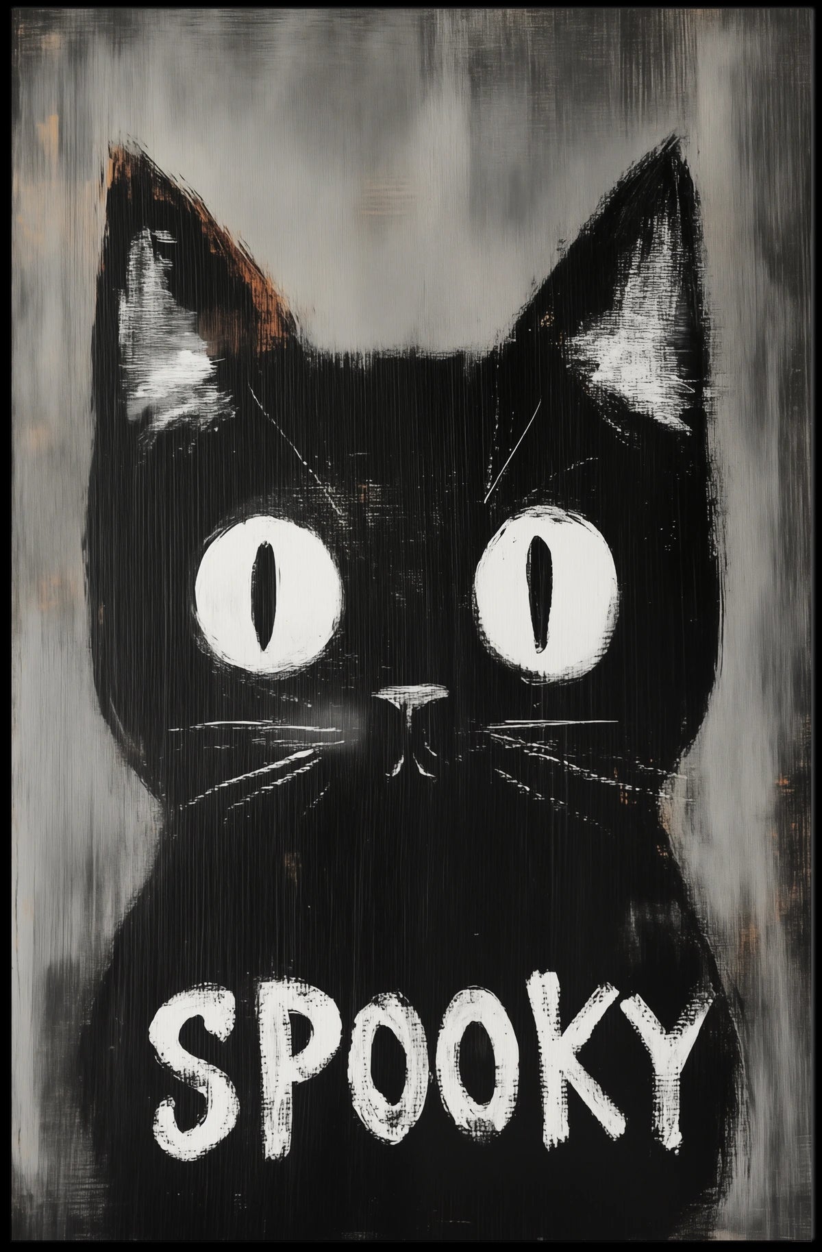 Stylized Black Cat Minimalist Spooky Eerie Poster