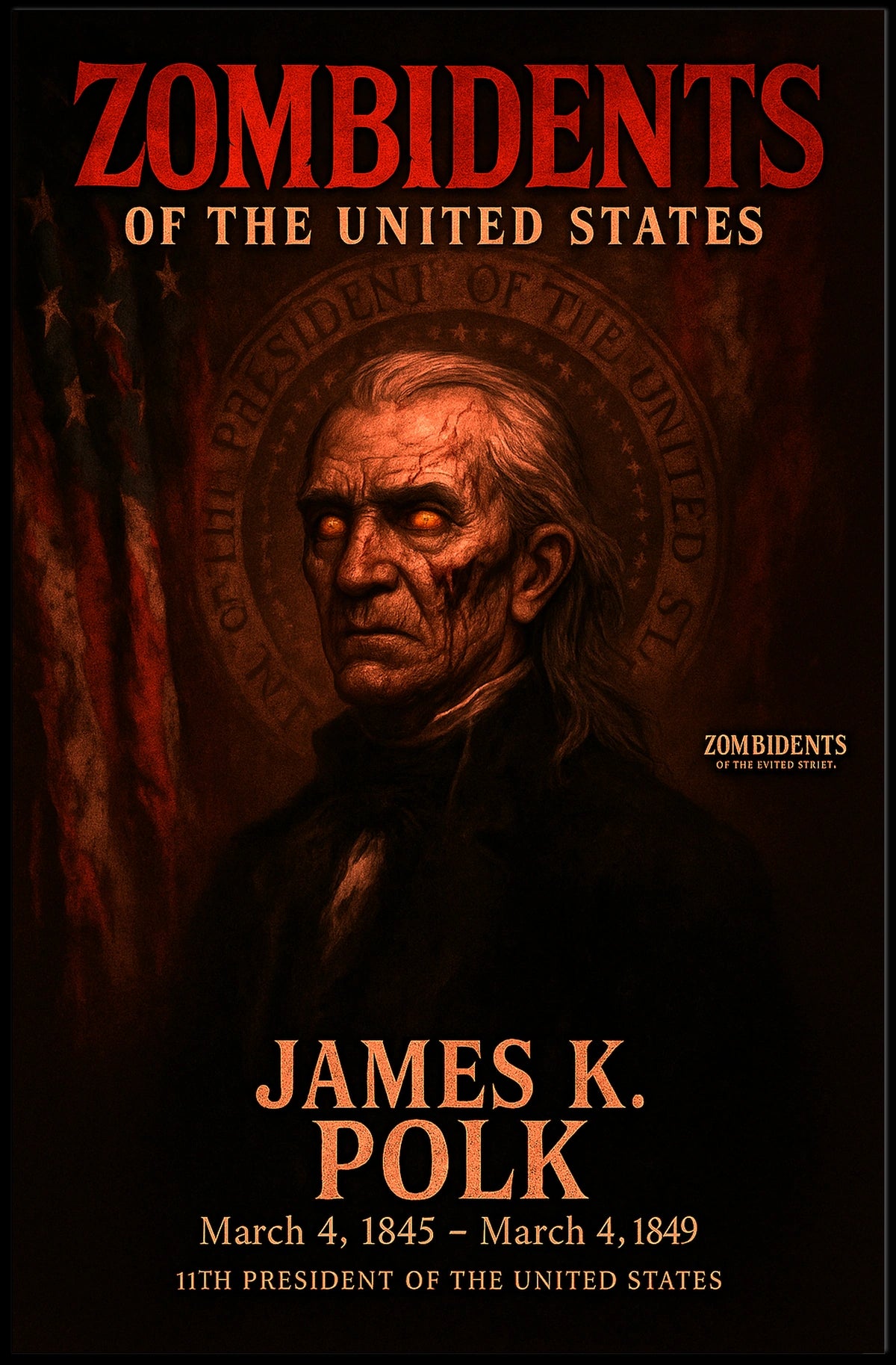 James K. Polk 11th President of the United States Zombidents Poster Series