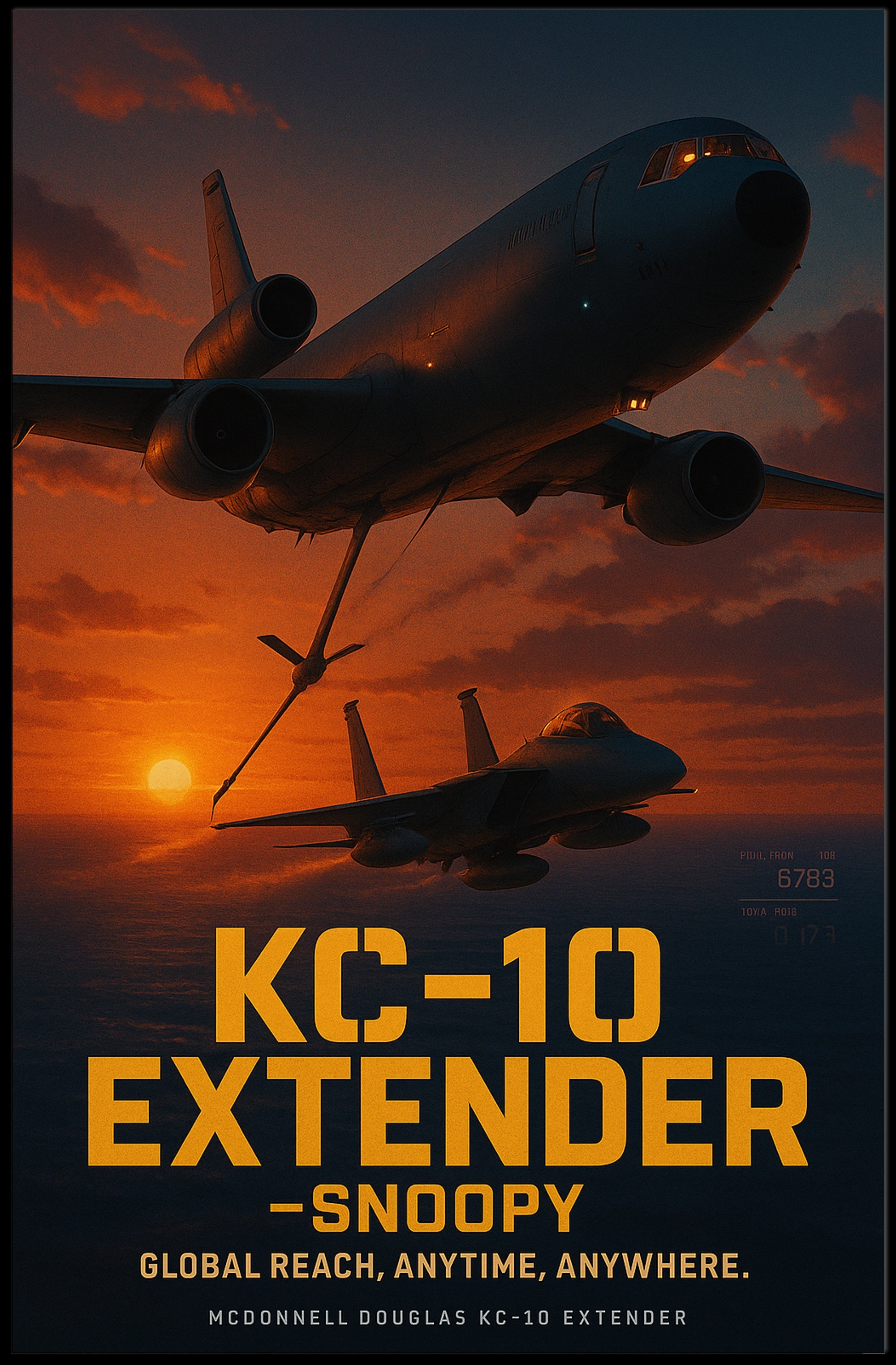 KC-10 Extender Aircraft Sunset Military Recruitment Poster
