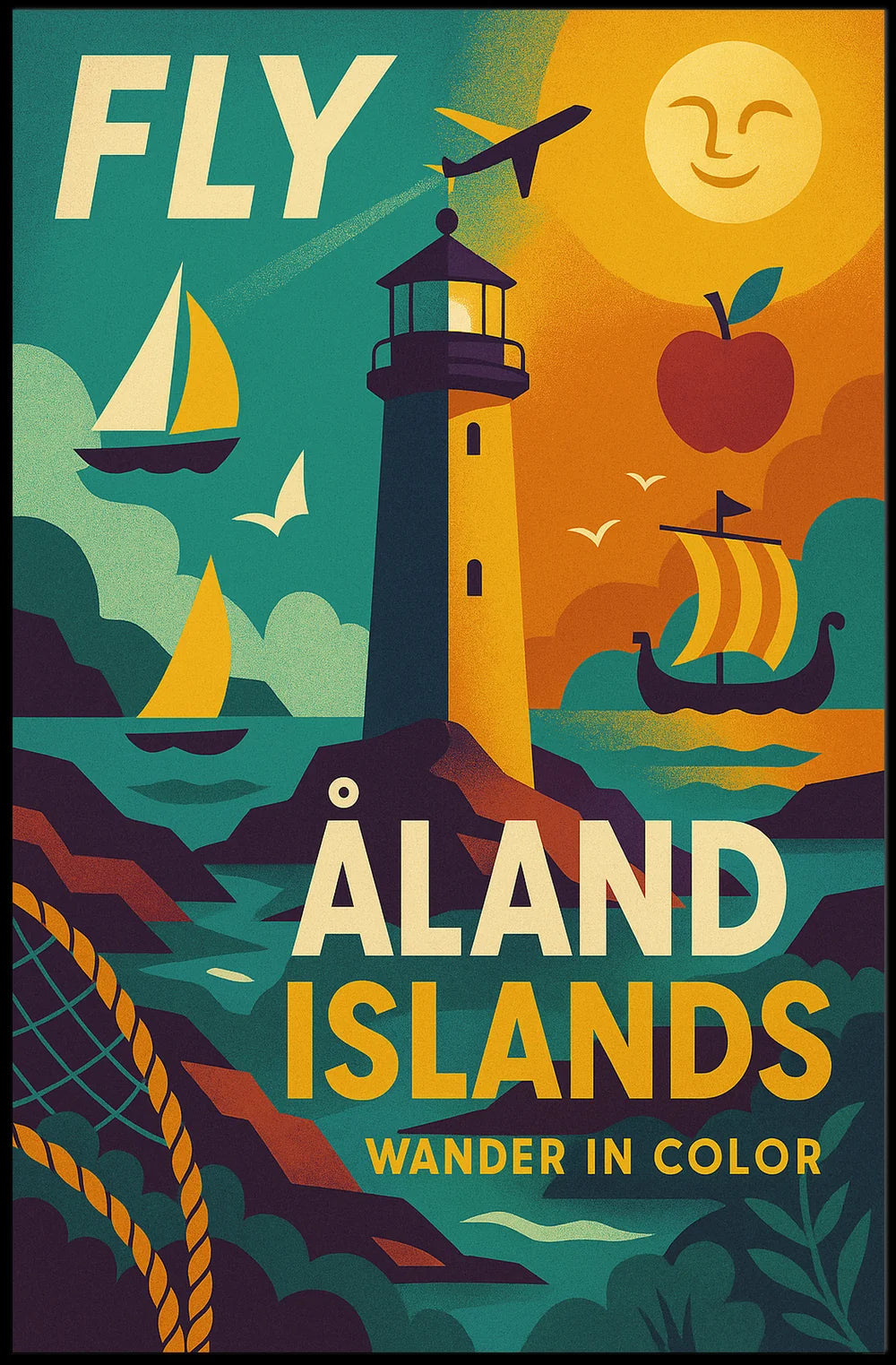 Travel to Vibrant Åland Islands with Retro Adventure Poster PosterGoat