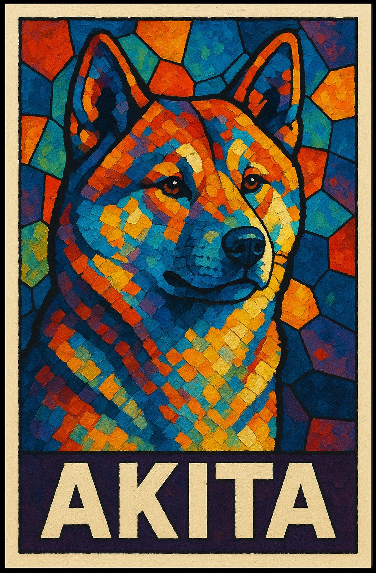 Akita Mosaic Art Poster