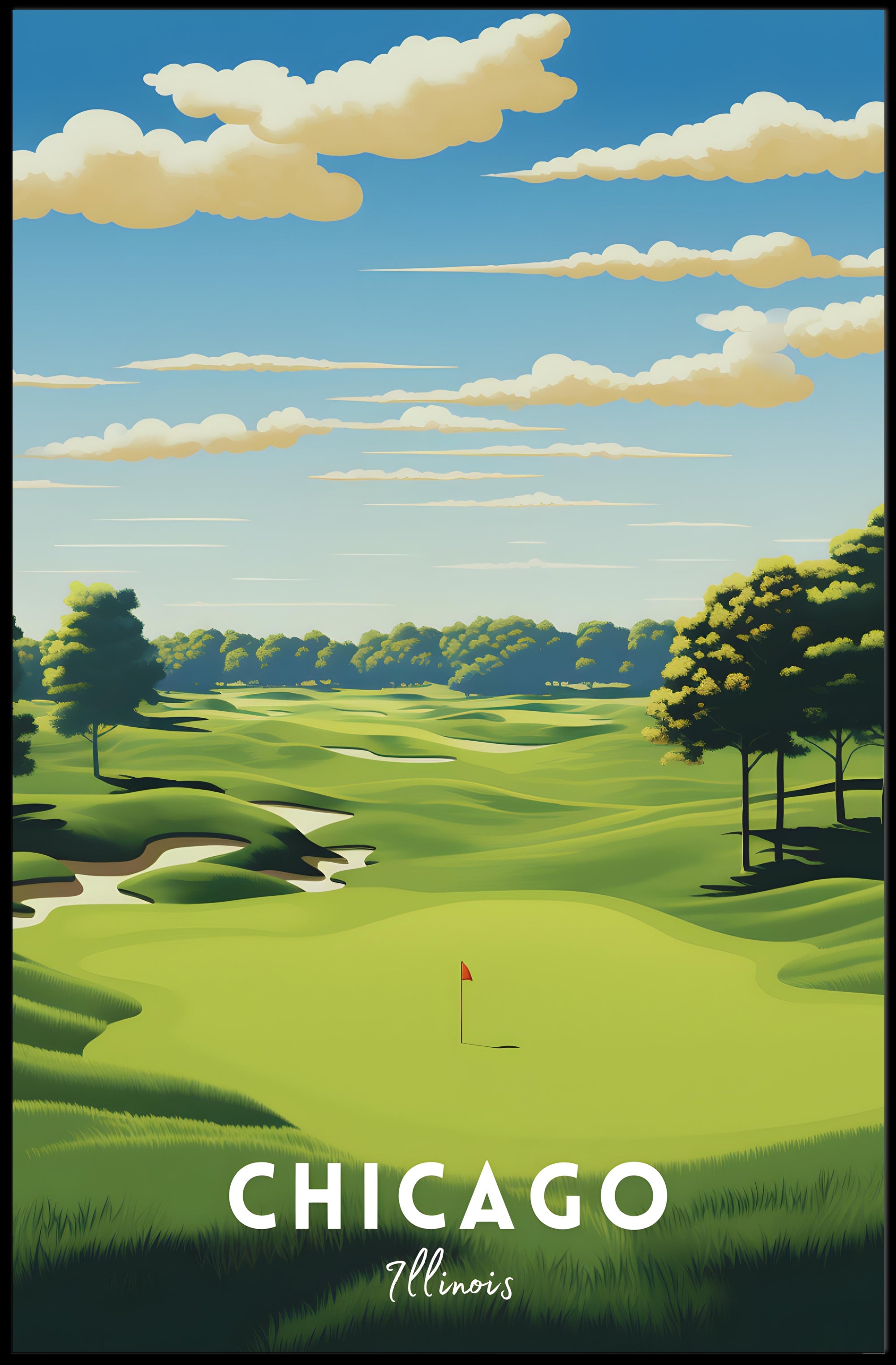 Chicago Golf Course Scenic Travel Poster