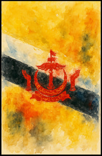Brunei Flag Watercolor Art Poster