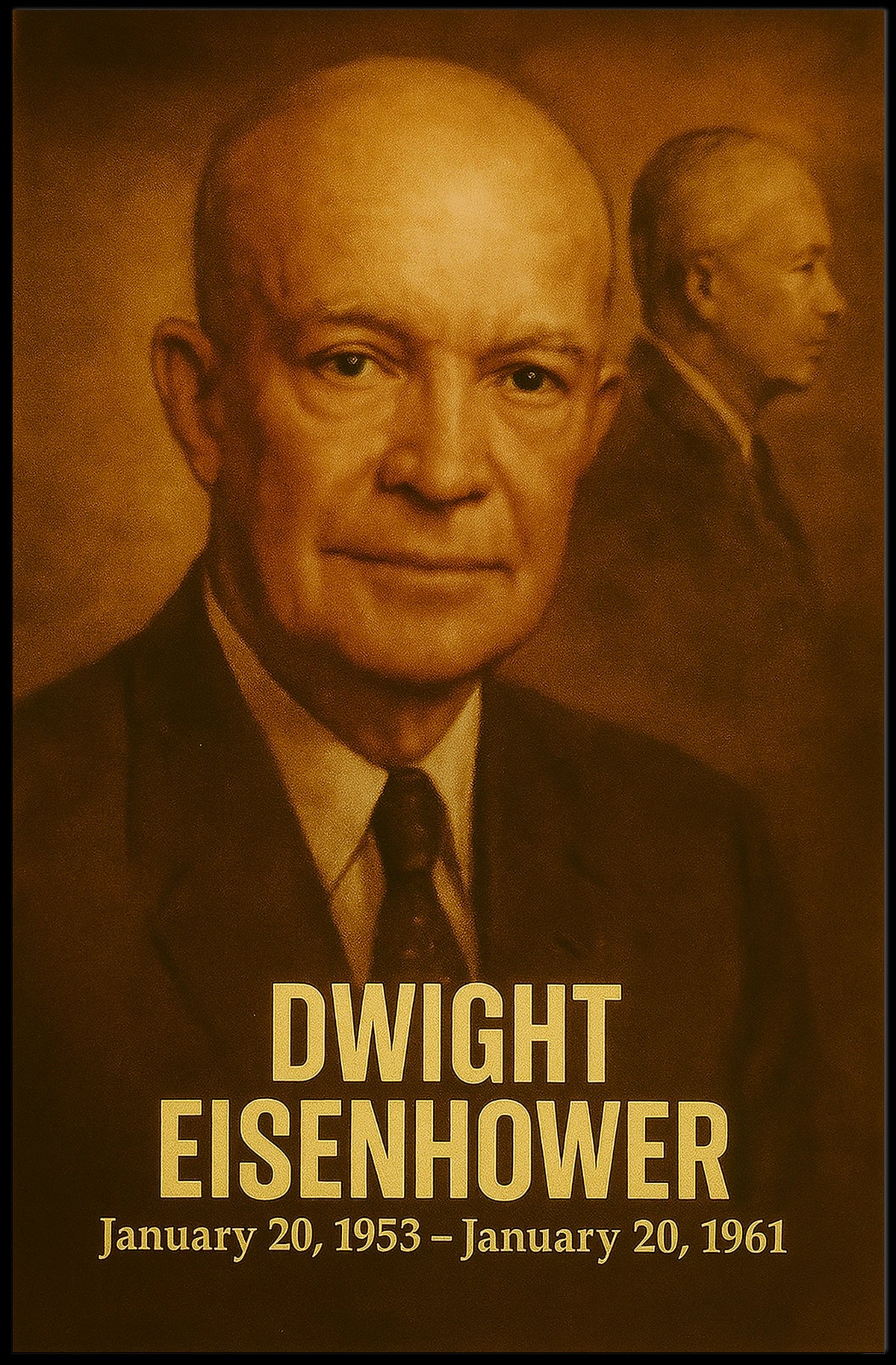 Dwight D Eisenhower Poster Vintage Analog Film Aesthetic Presidential Portrait Wall Art Print