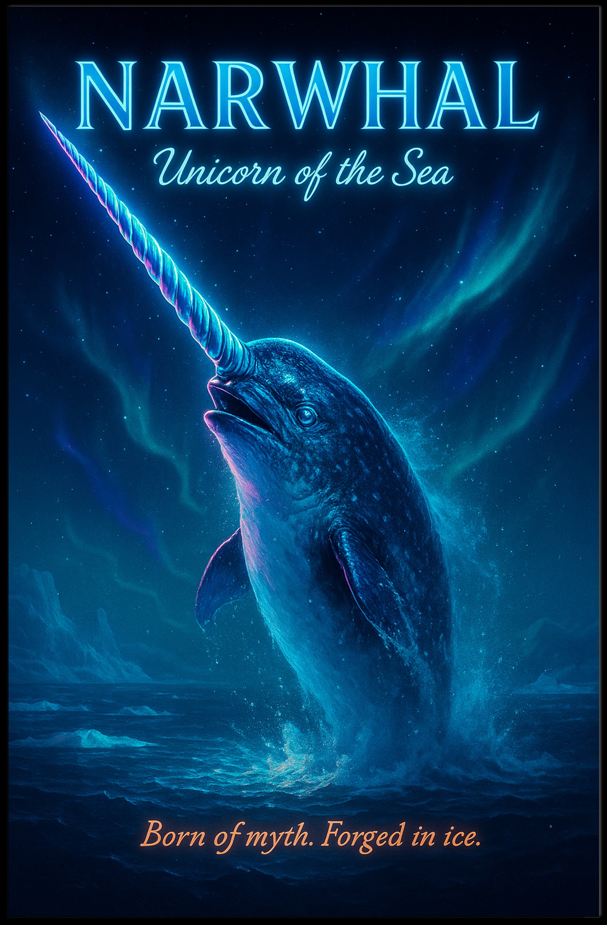 Mystical Narwhal Night Fantasy or Mythology Poster