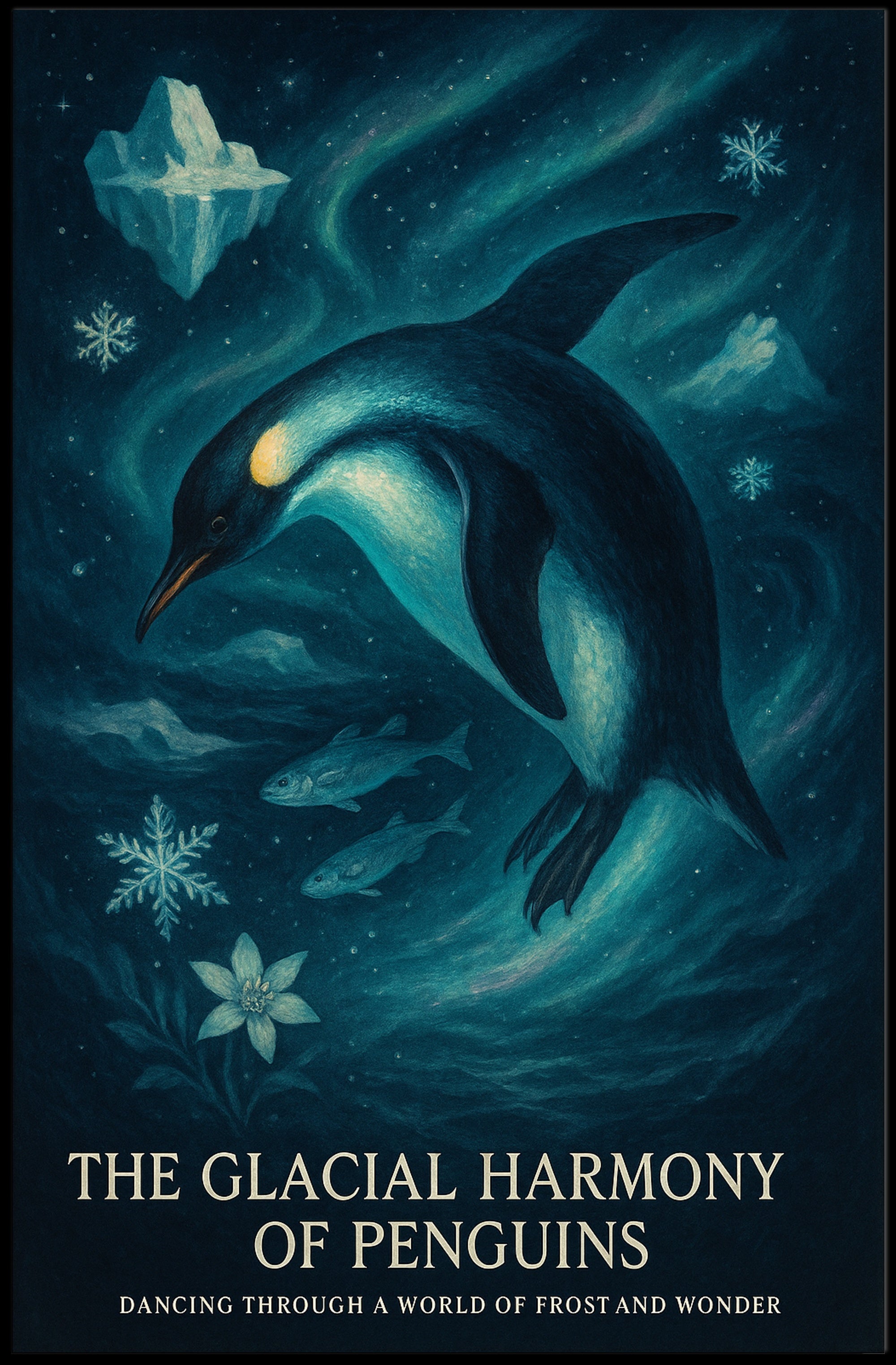 Glacial Harmony Penguins Wall Art Print