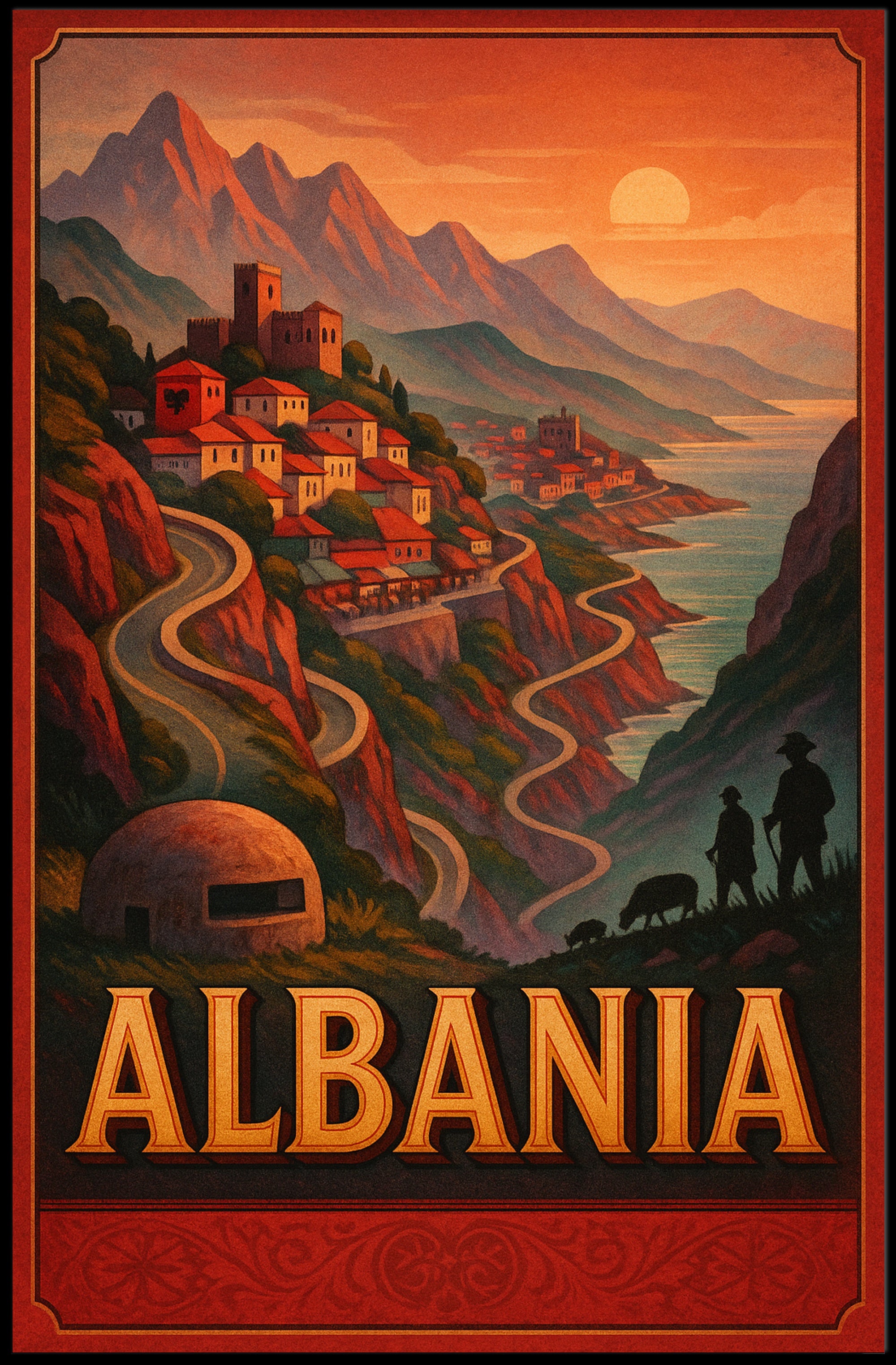 Albania Travel Poster Vintage Wall Art