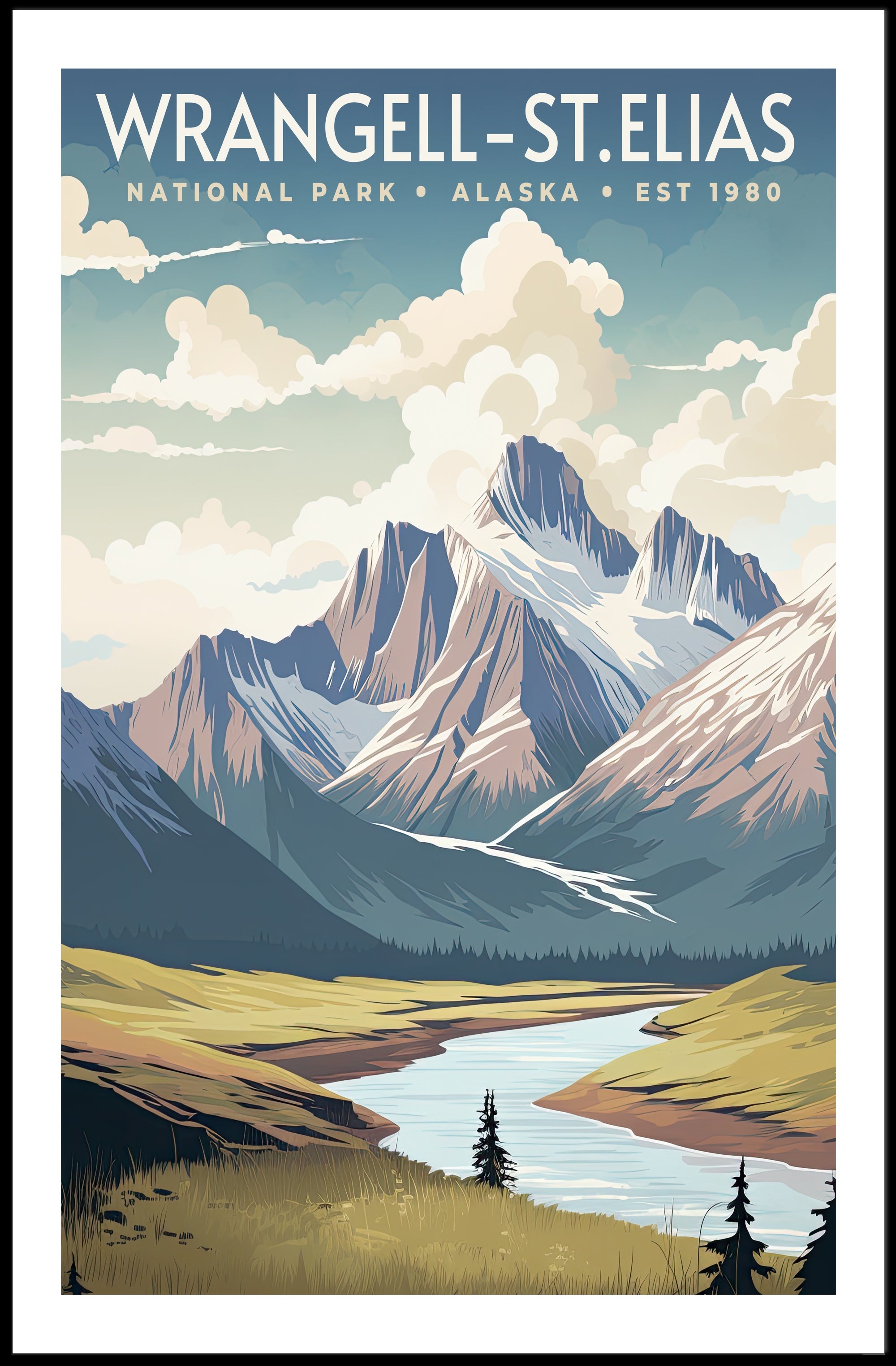 Wrangell St Elias National Park Poster Vintage Print
