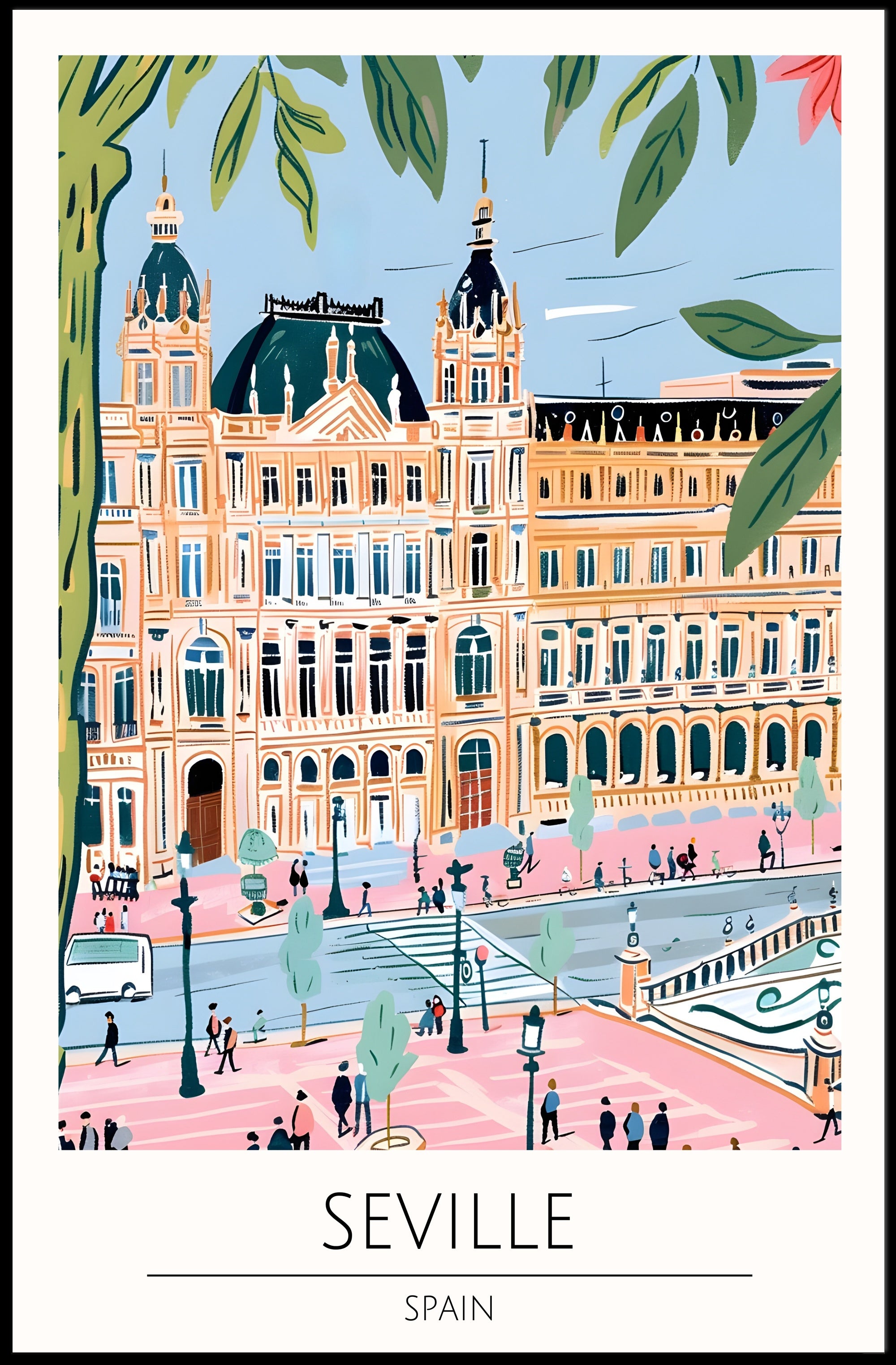 Seville Architectural Illustration Poster PosterGoat