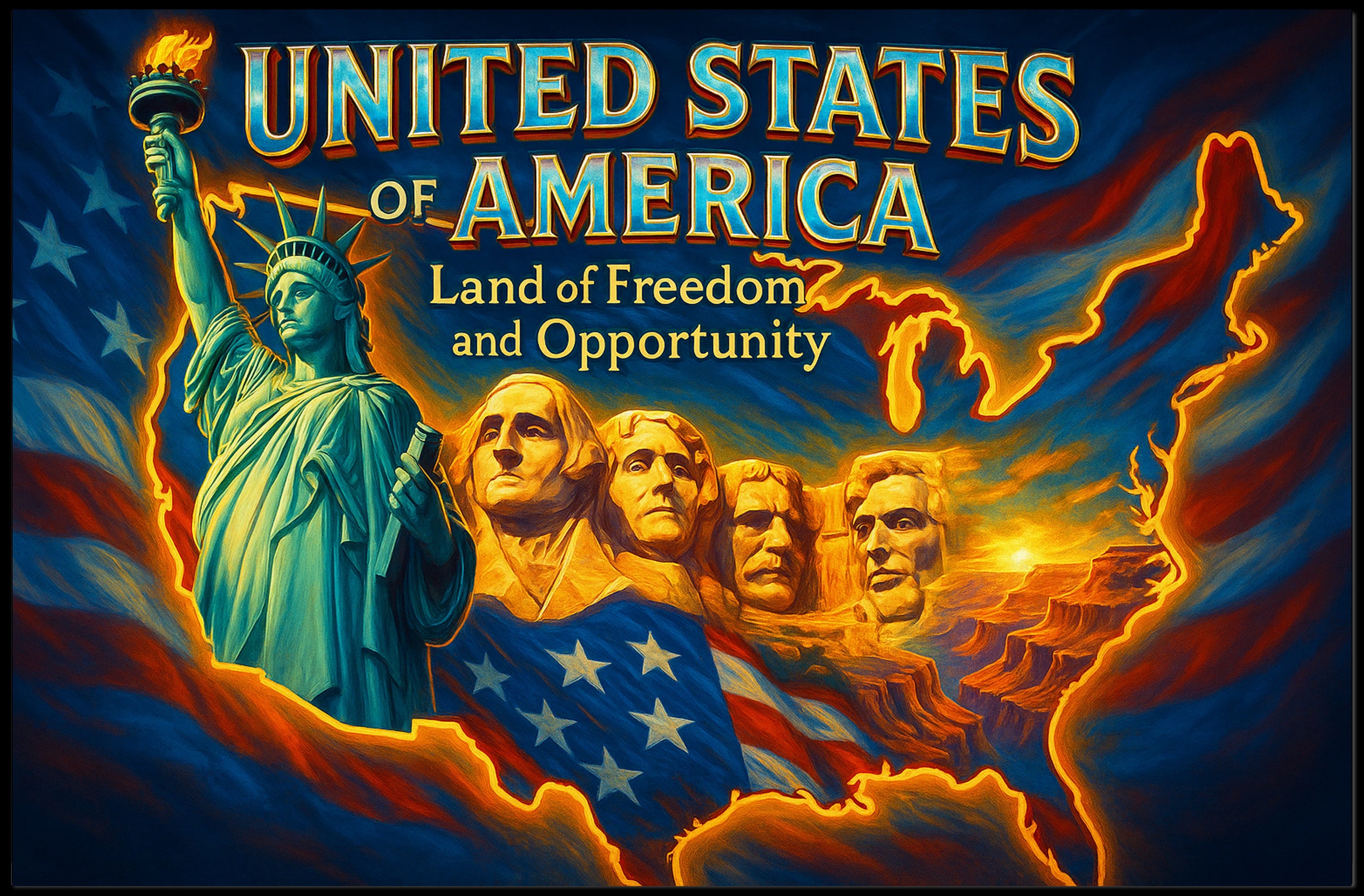 United States Travel Poster: Land of Freedom