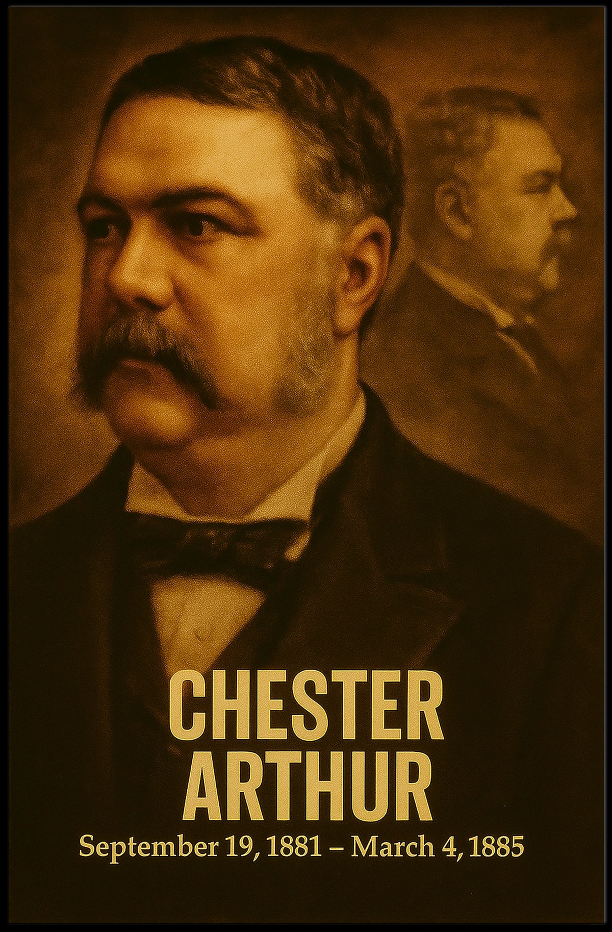 Chester A Arthur Poster Vintage Analog Film Aesthetic Presidential Portrait Wall Art 21st President United States