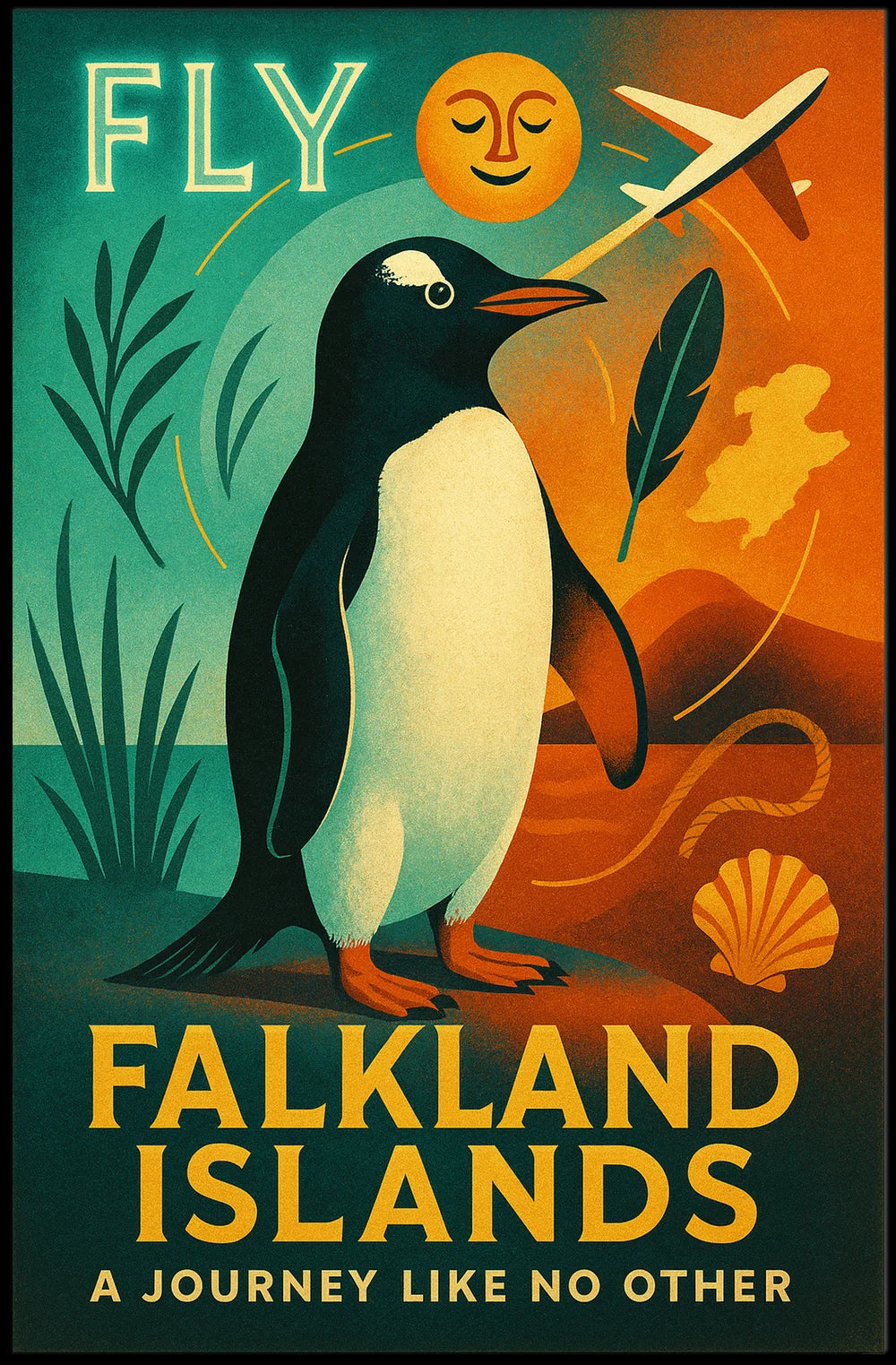 Fly to Falkland Islands Adventure Travel Poster PosterGoat