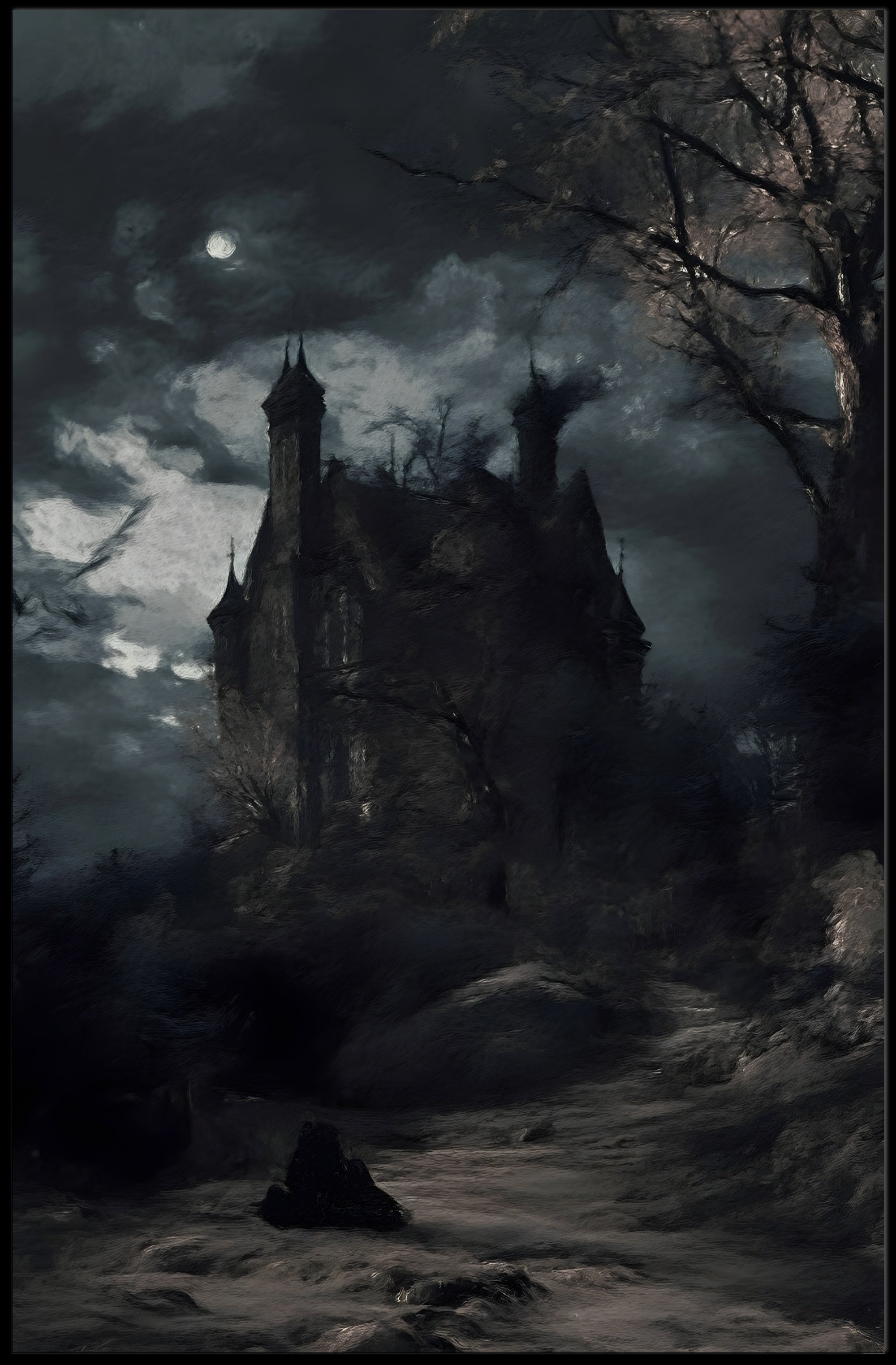 Haunted Castle in Moonlight Fantasy or Mythology Poster PosterGoat