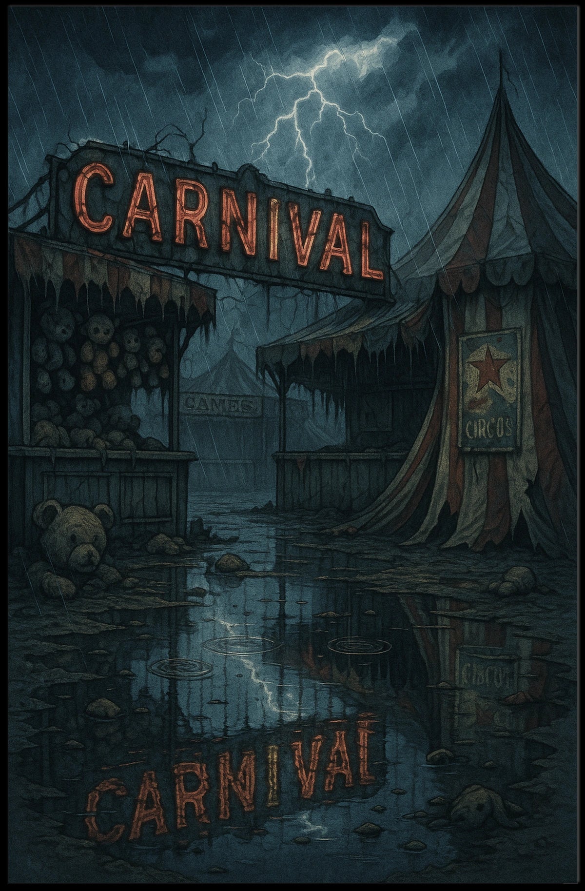 Eerie Carnival Night Poster