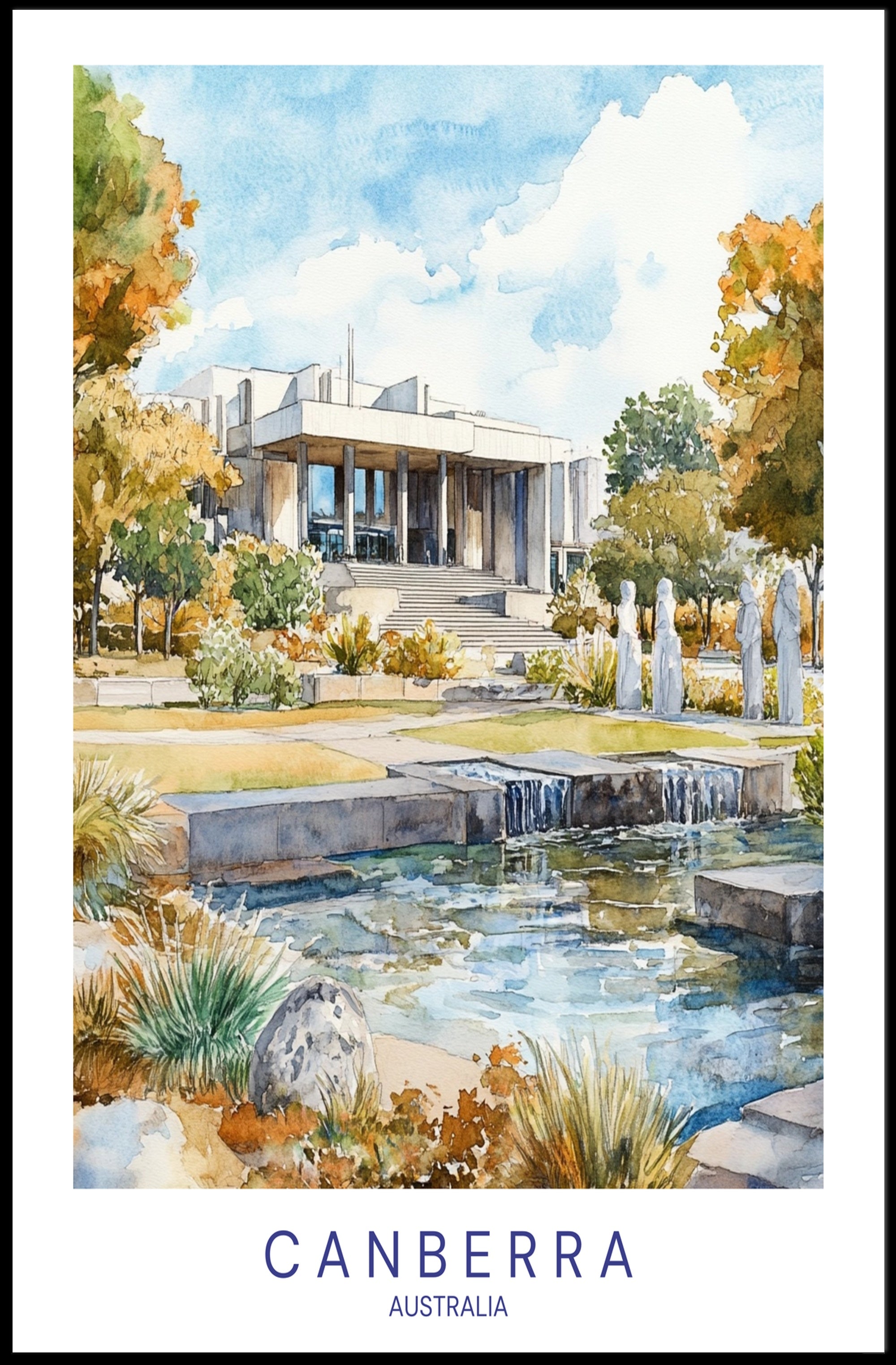 Canberra in Watercolor Poster PosterGoat