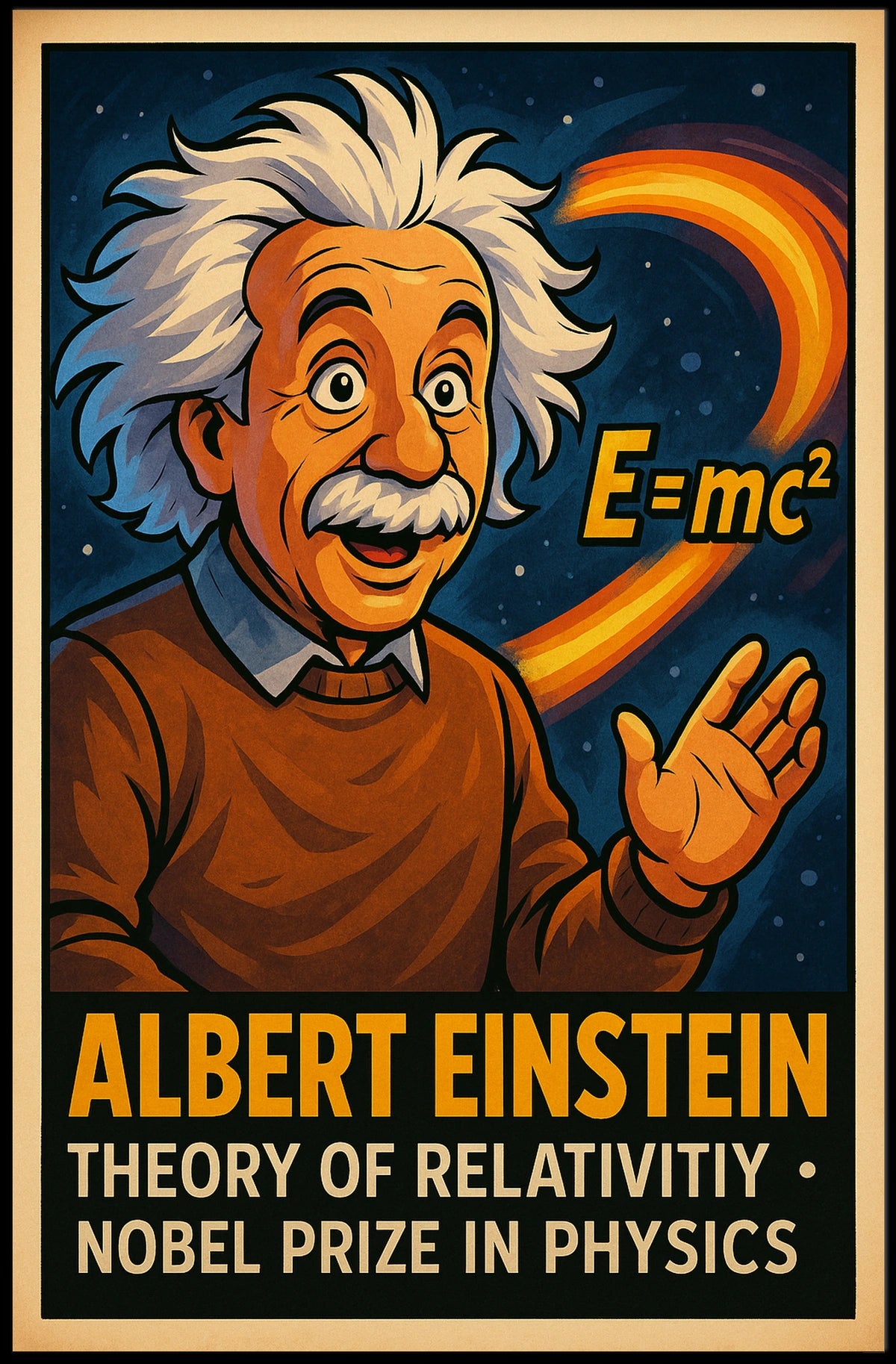Einstein Relativity Vintage Science Wall Art Home Office Decor Wanderlust Academic Poster