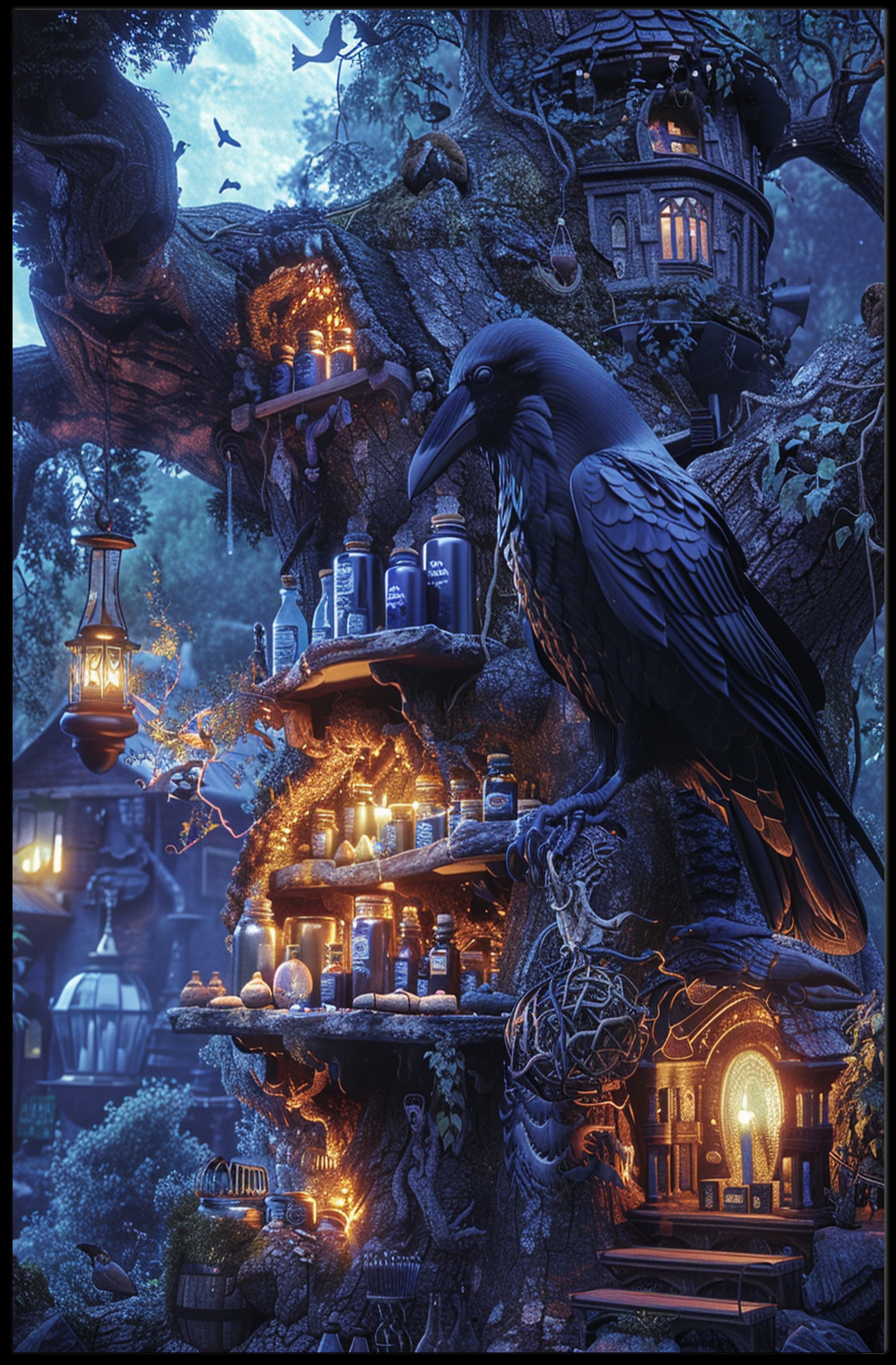 Enchanted Night in the Forest: Fantasy Mythology Poster PosterGoat