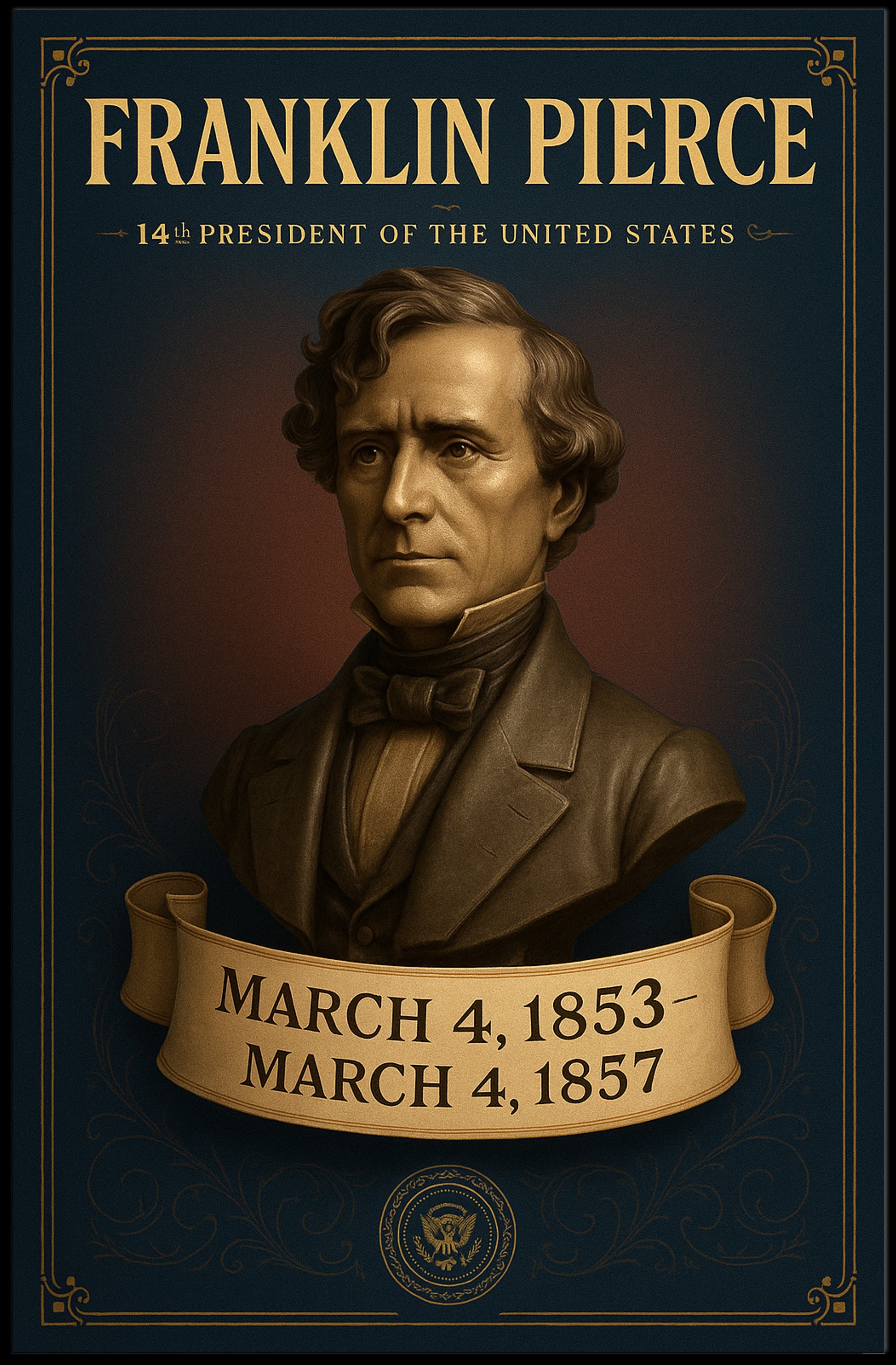 Franklin Pierce vintage presidential portrait poster PosterGoat