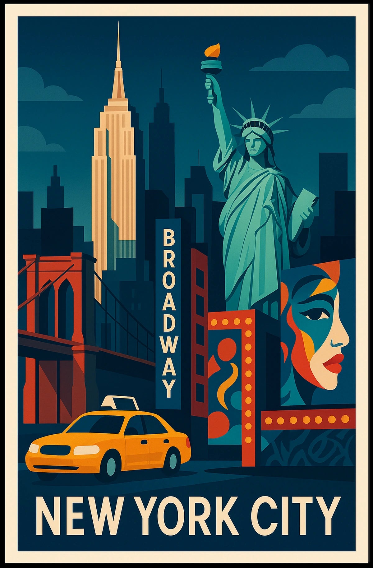 New York City Vibrant Urban Art Poster Abstract Wall Art
