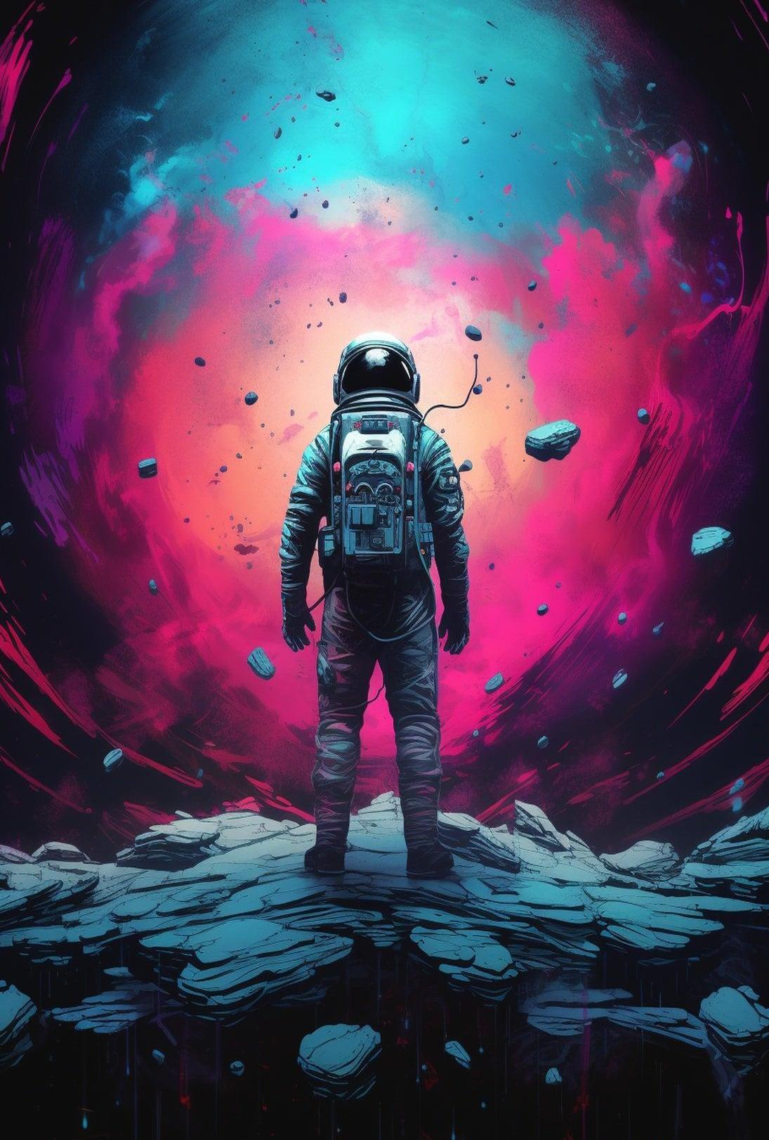 Cosmic Astronaut Adventure Art Print - Futuristic Sci-Fi Poster