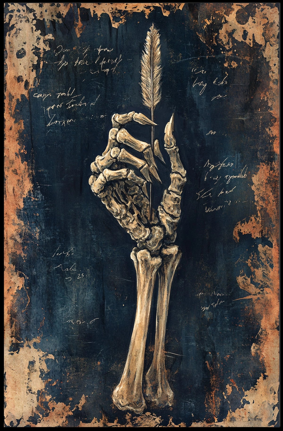Skeletal Hand with Feather Artistic, Pop Culture Poster